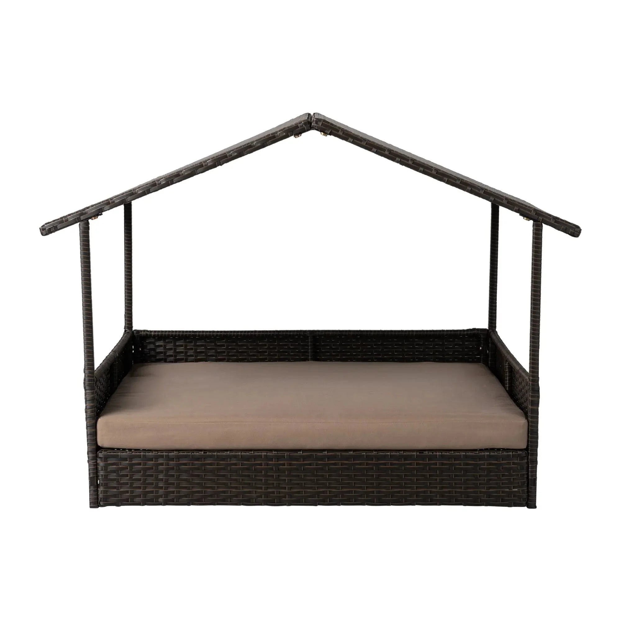 Huntley Pet Rattan Wicker Indoor Outdoor Cabana Raised Pet Bed - Image 13