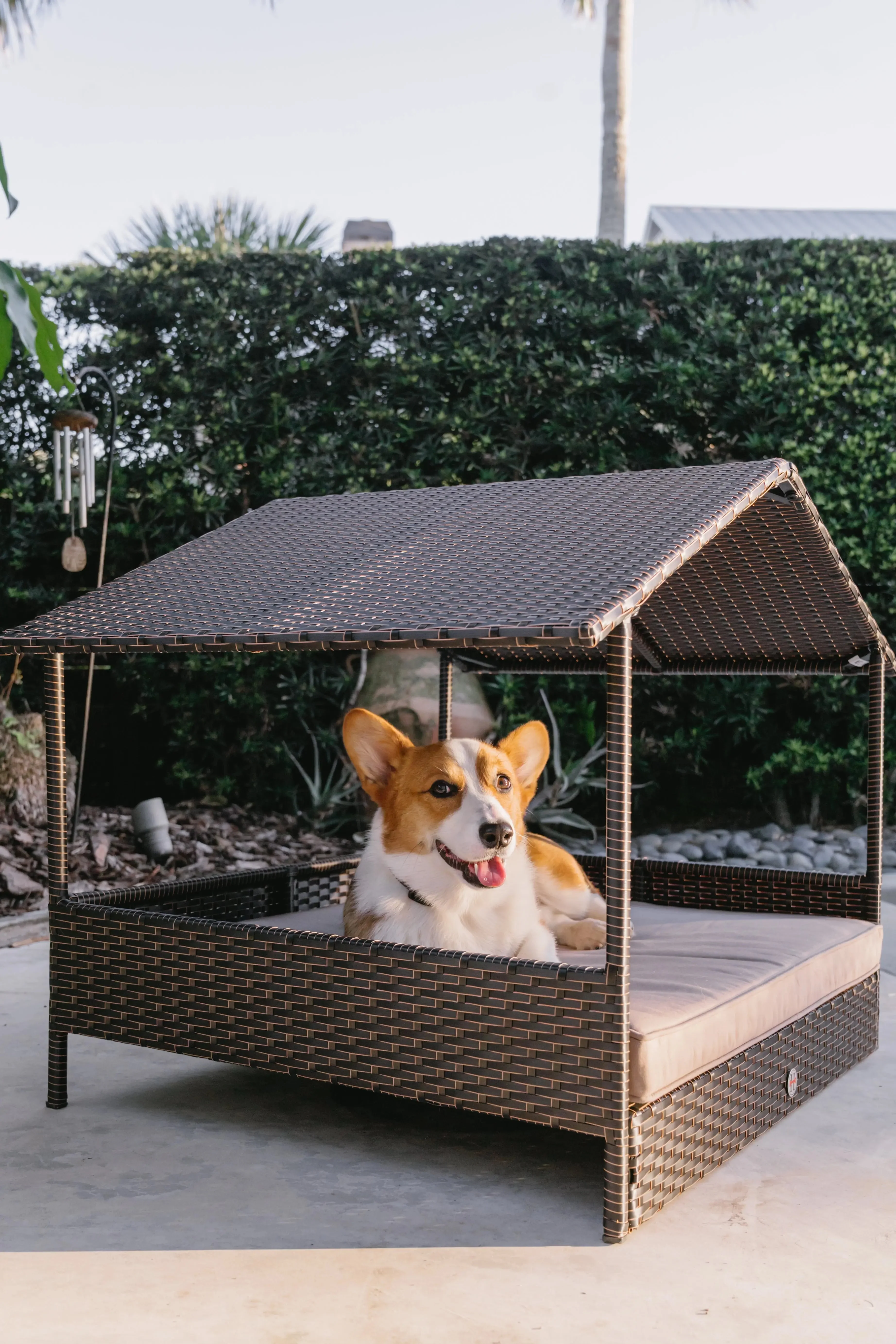 Huntley Pet Rattan Wicker Indoor Outdoor Cabana Raised Pet Bed - Image 5
