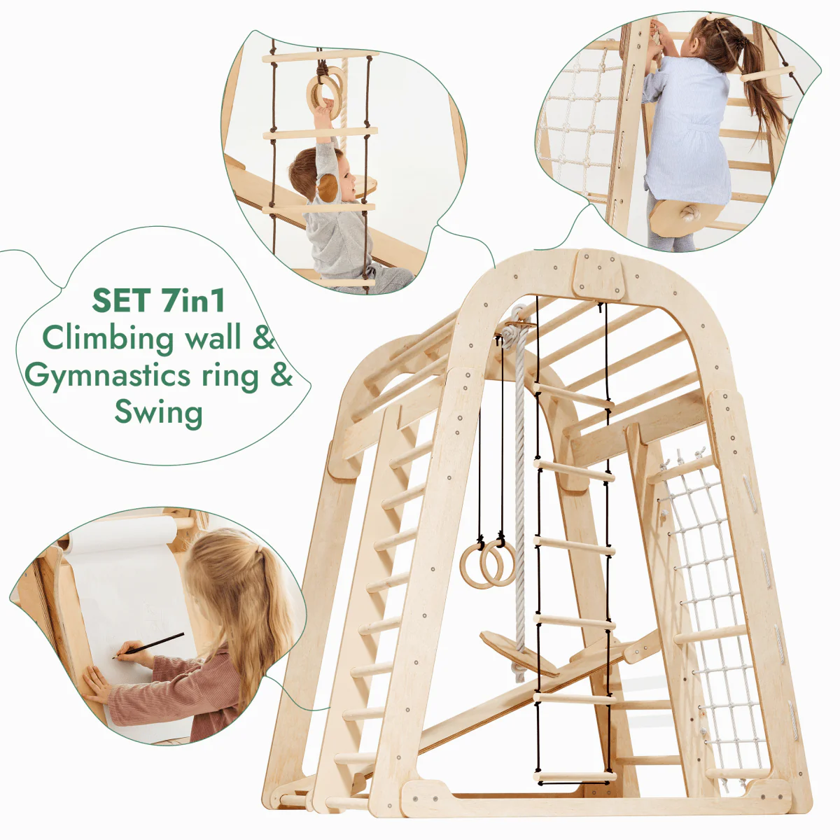 Indoor Playground for Children - 7in1 Playground + Swings Set + Slide Board + Art Set - Image 3