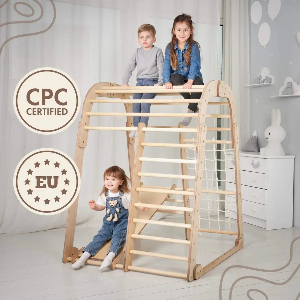 Indoor Wooden Playground for Children - 6in1 Playground + Swings Set + Slide Board - Image 7