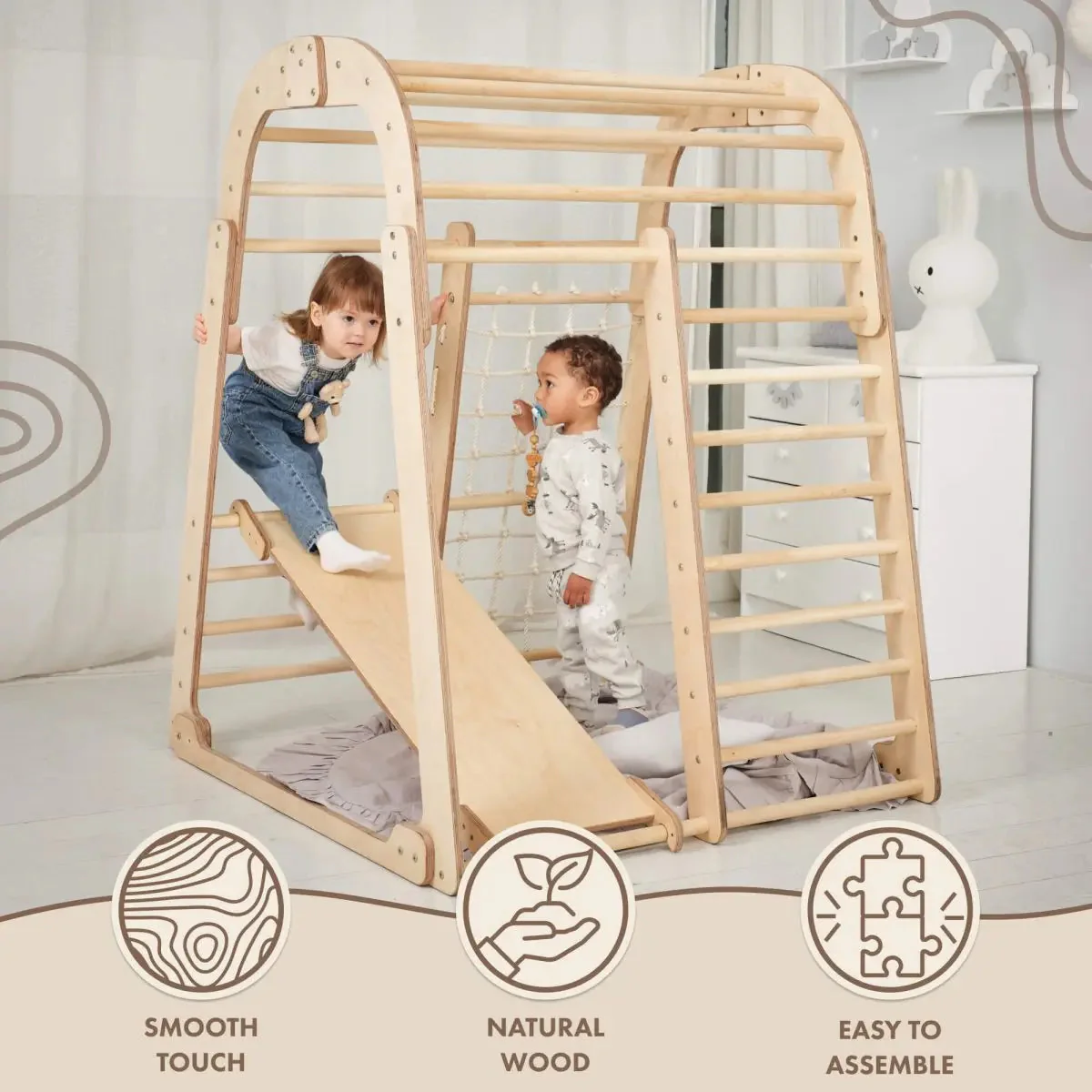 Indoor Wooden Playground for Children - 6in1 Playground + Swings Set + Slide Board - Image 4
