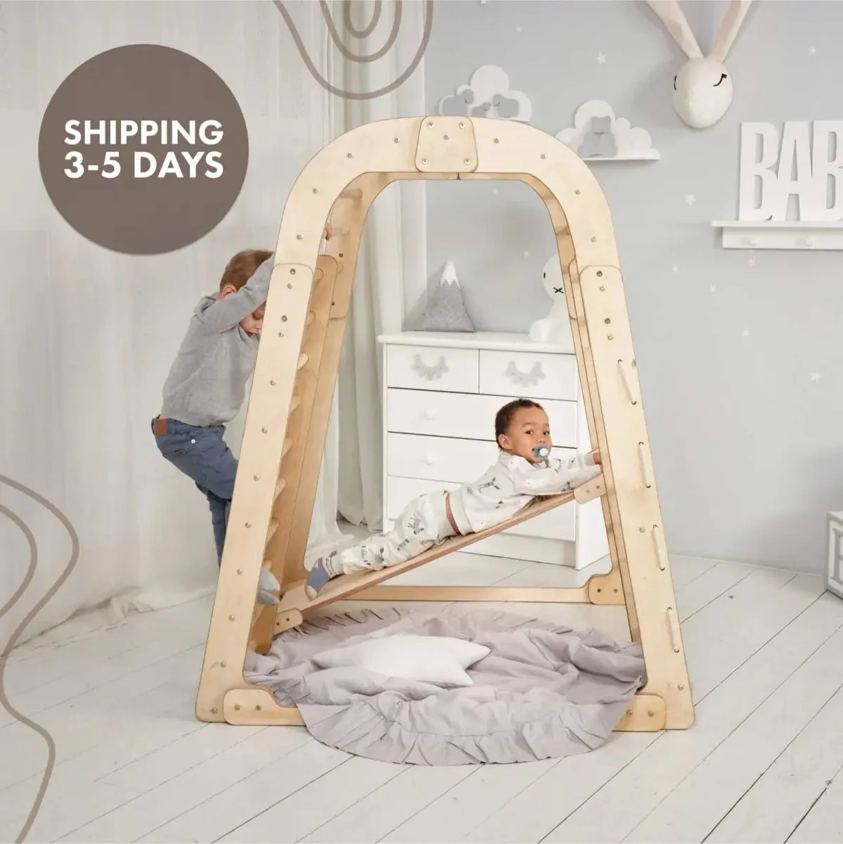 Indoor Wooden Playground for Children - 6in1 Playground + Swings Set + Slide Board - Image 6
