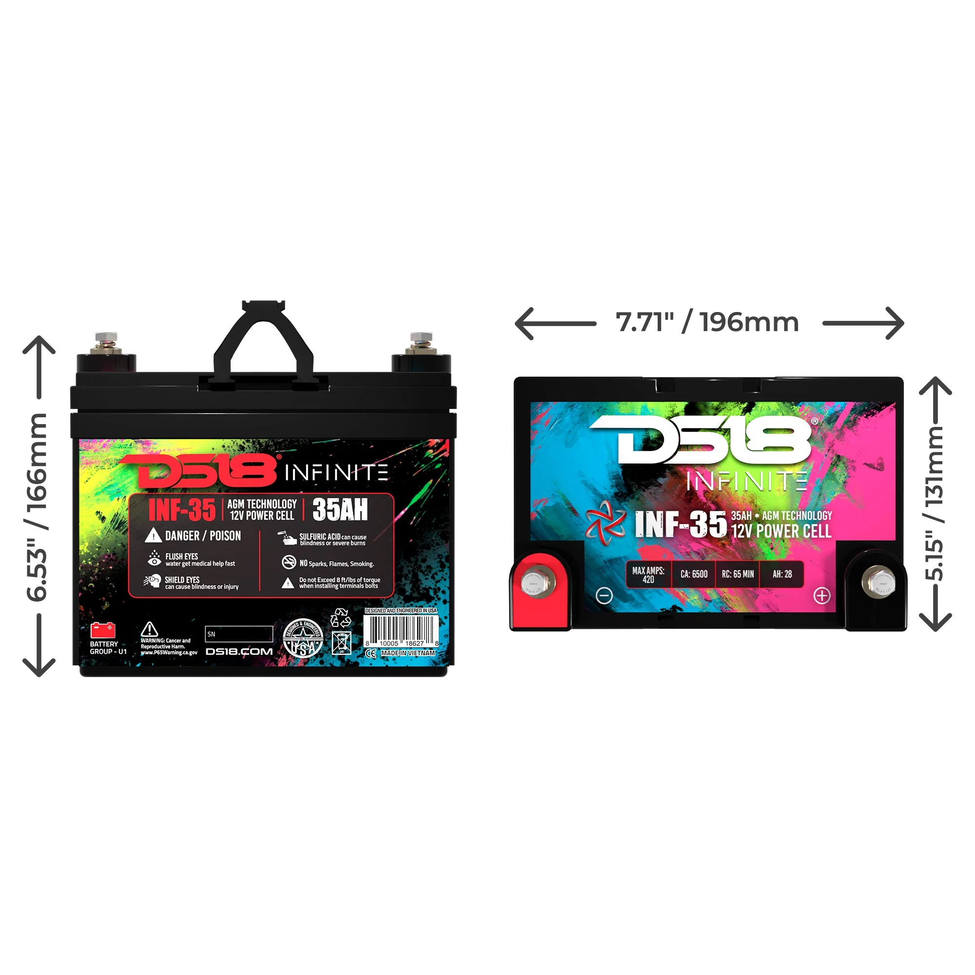 INF-35AH INFINITE 35 AH 1250 Watts AGM Power Cell 12 Volt Battery - Image 2