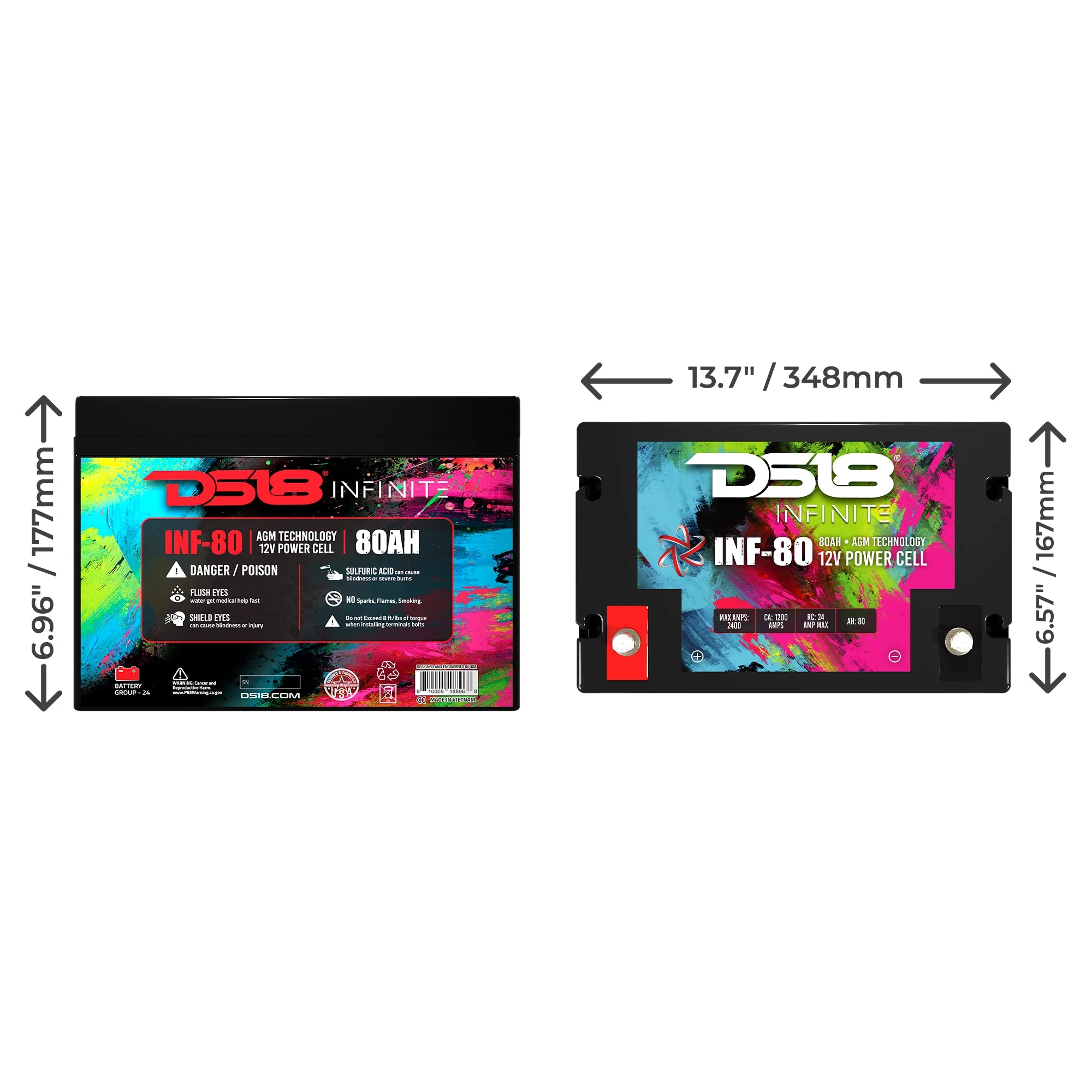 INF-80AH INFINITE 80 AH 2300 Watts AGM Power Cell 12 Volt Battery - Image 2