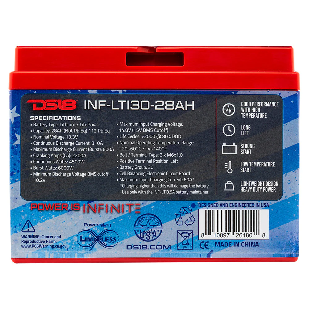 INF-LTI30-28AH INFINITE 28 AH Lithium Battery YTX30 Large Case With BMS - Perfect for Motorcycles - Image 5