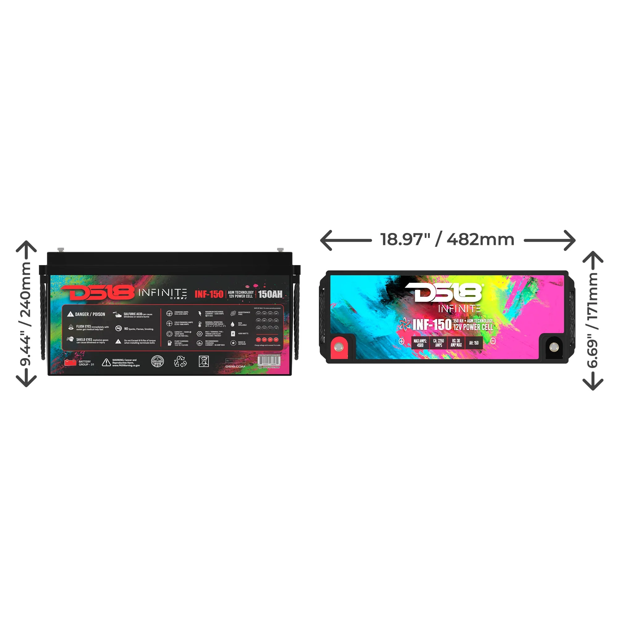 INFINITE 150 AH AGM Power Cell Battery - Image 2
