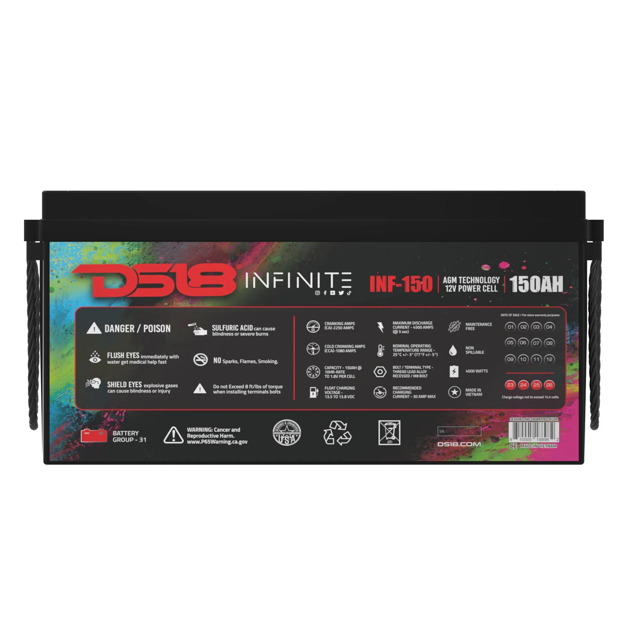 INFINITE 150 AH AGM Power Cell Battery - Image 5