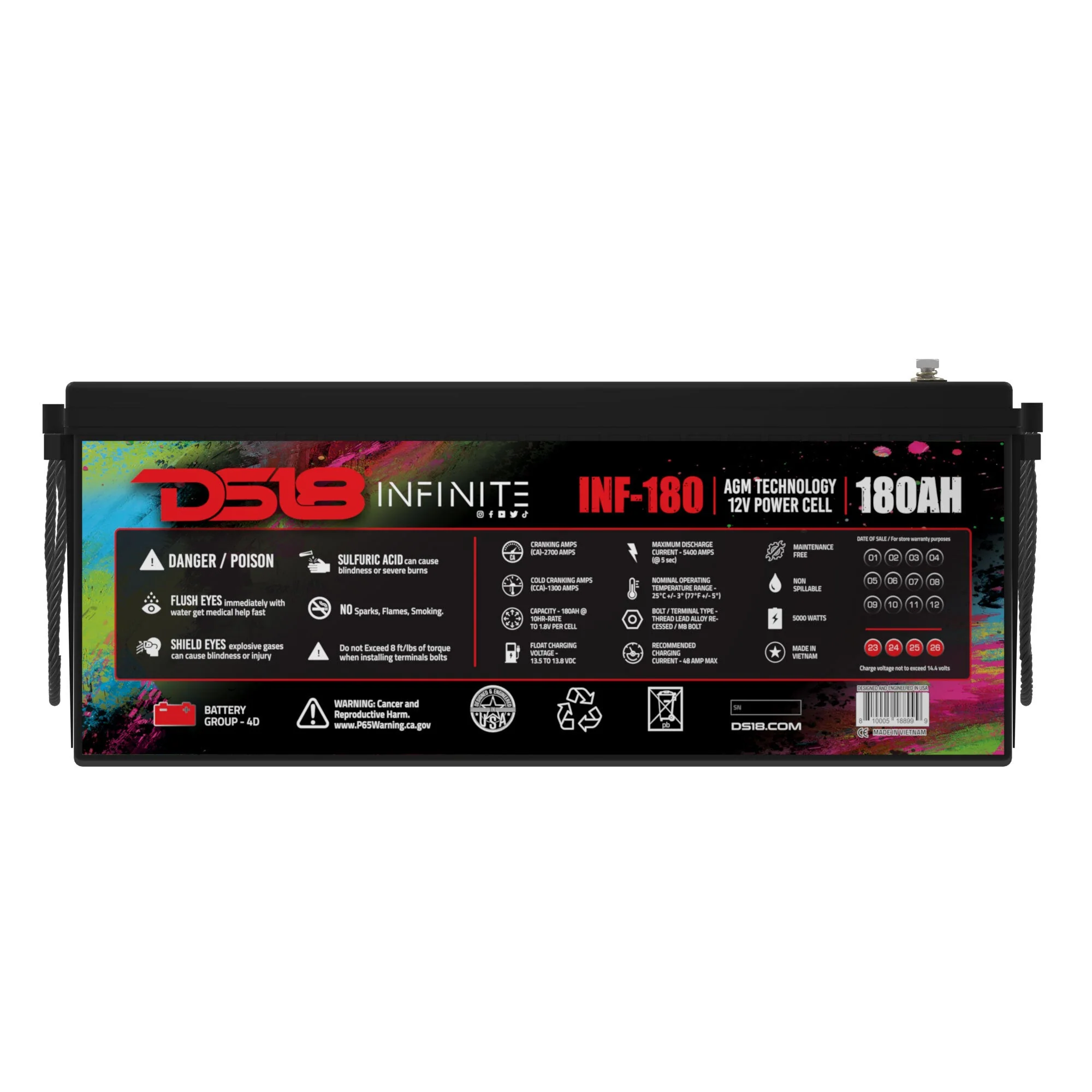 INFINITE 180 AH AGM Power Cell Battery - Image 5
