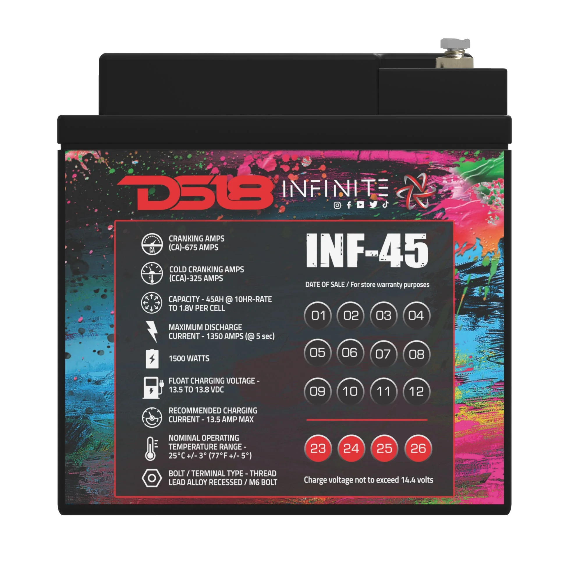 INFINITE 45 AH AGM Power Cell Battery - Image 5