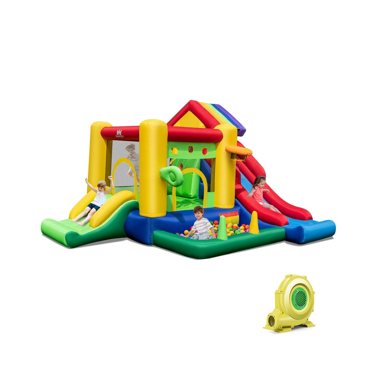 Inflatable Bounce Castle with Double Slides and 735W Blower - Image 2