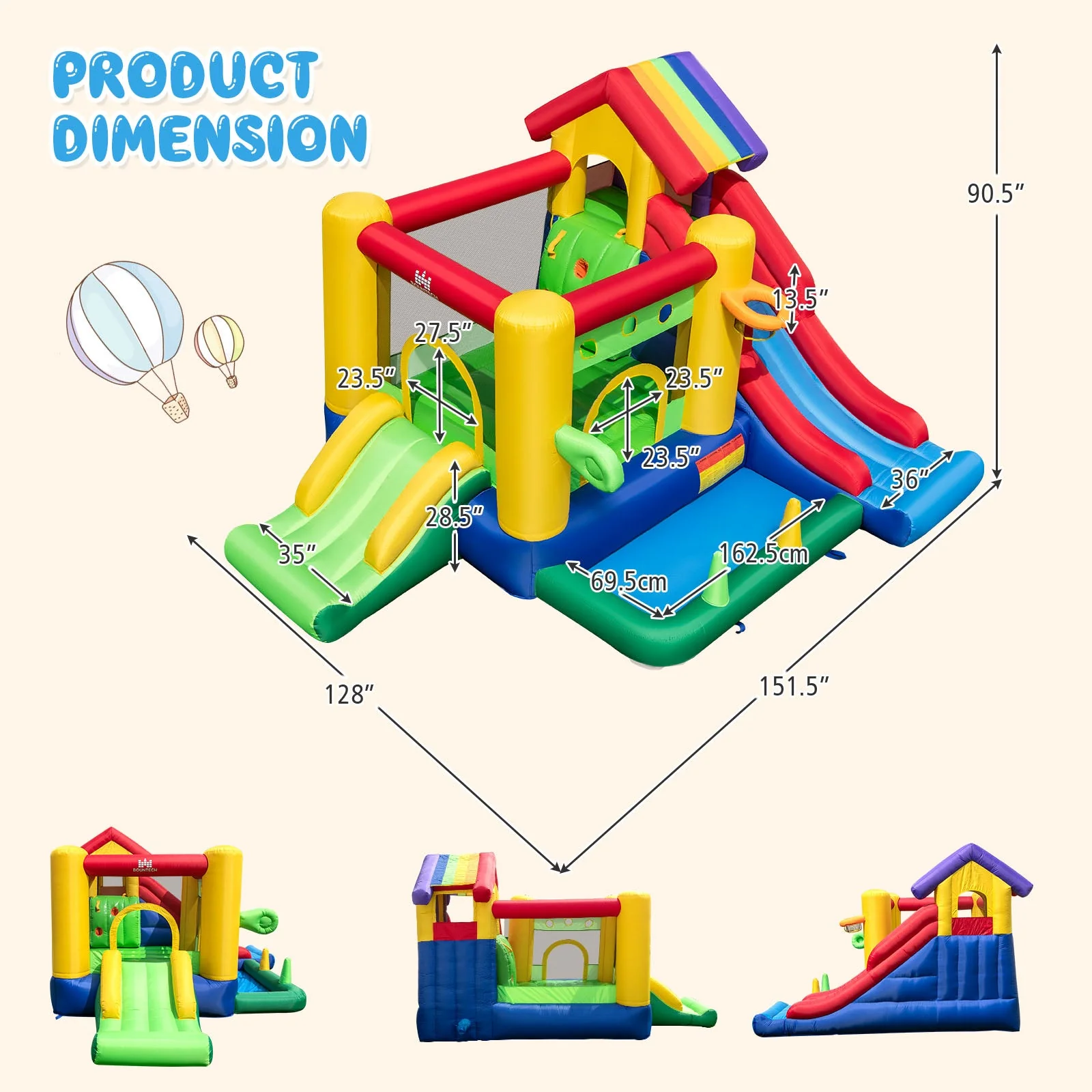 Inflatable Bounce Castle with Double Slides and 735W Blower - Image 4