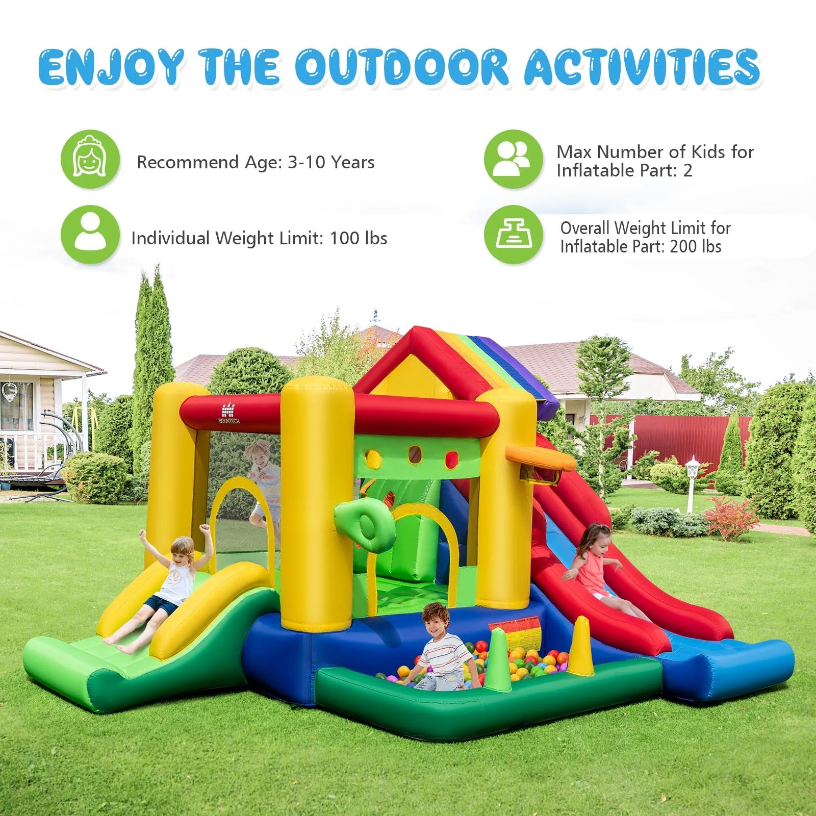 Inflatable Bounce Castle with Double Slides and 735W Blower - Image 5
