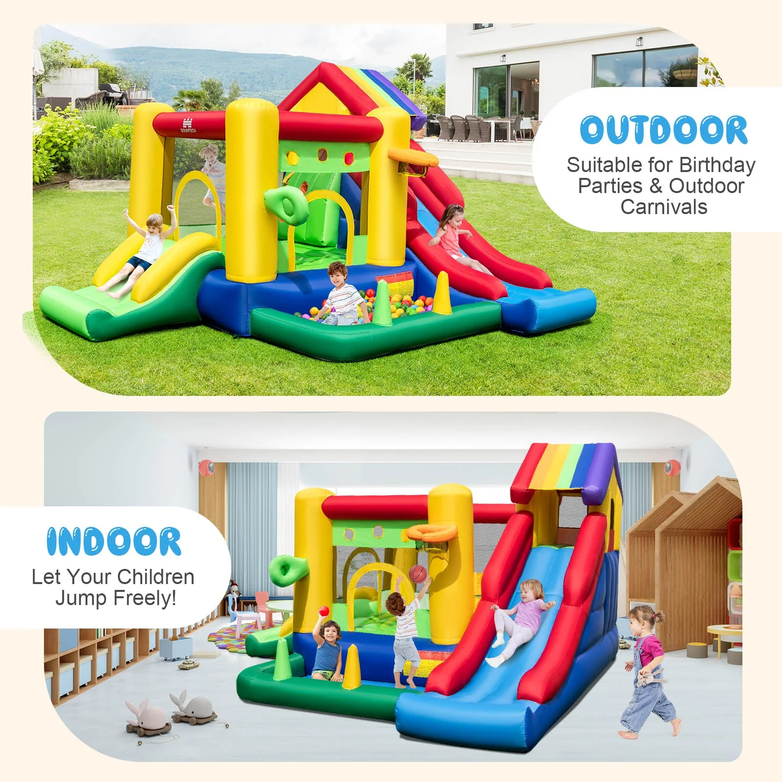Inflatable Bounce Castle with Double Slides and 735W Blower - Image 7