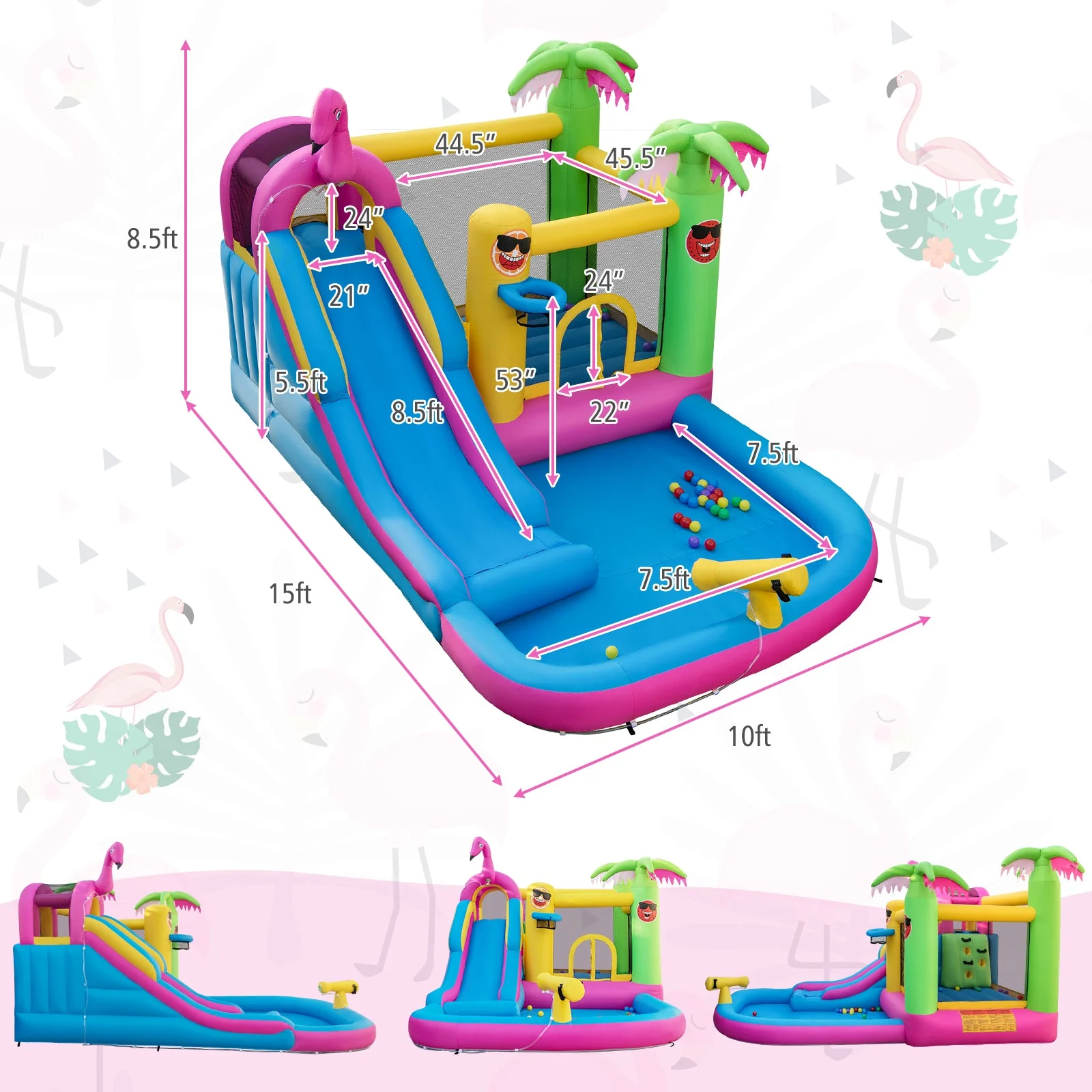 Inflatable Bounce Castle with Long Water Slide and 735W Blower - Image 4