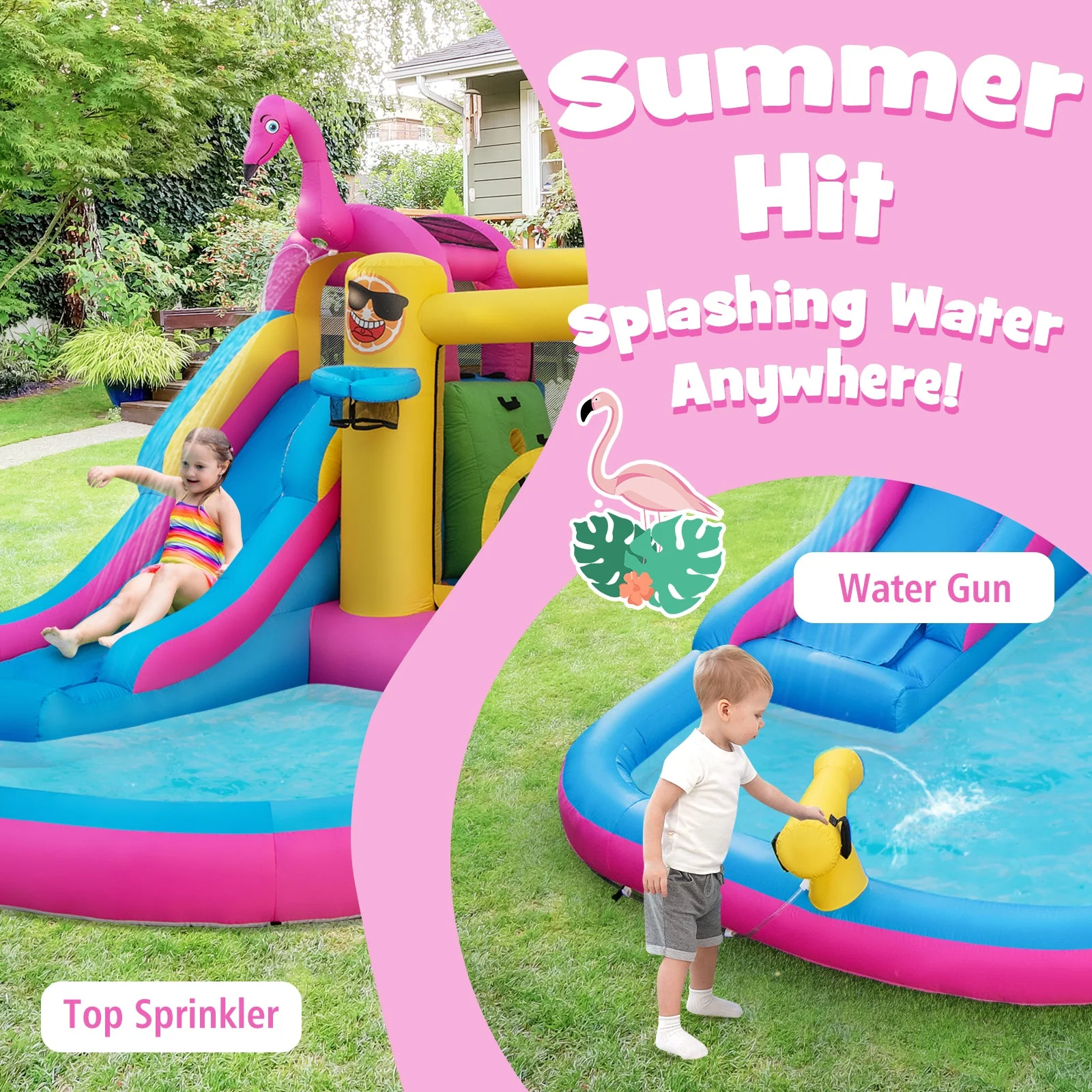 Inflatable Bounce Castle with Long Water Slide and 735W Blower - Image 6