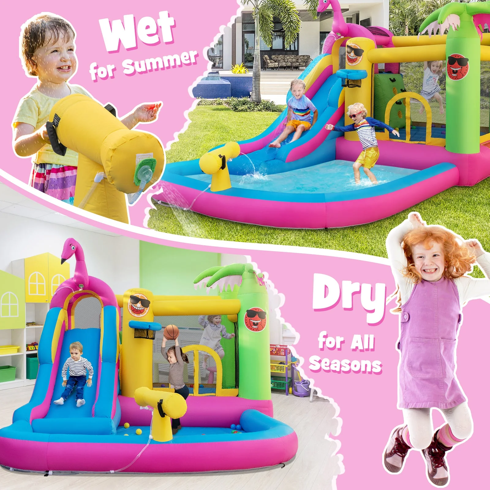 Inflatable Bounce Castle with Long Water Slide and 735W Blower - Image 7