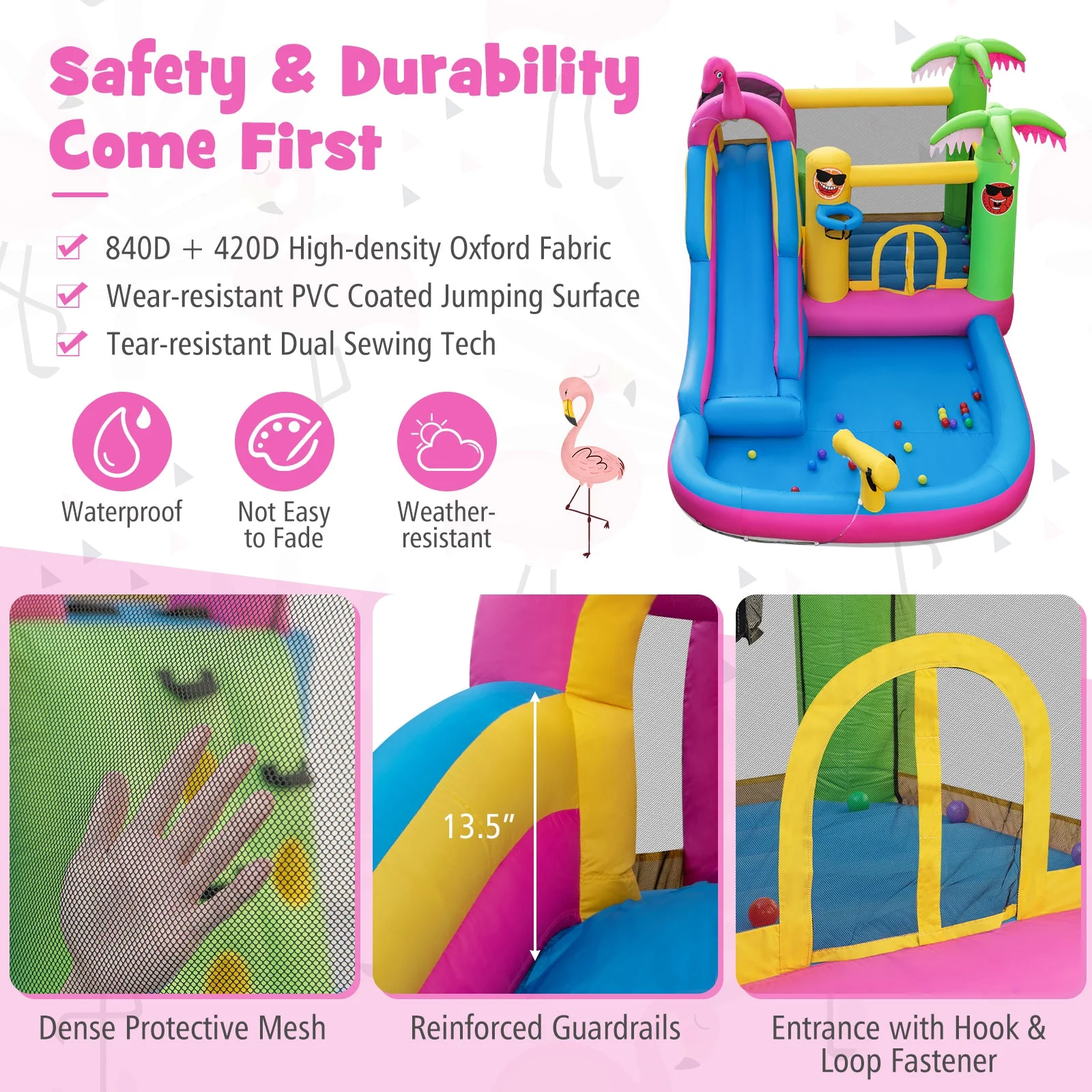 Inflatable Bounce Castle with Long Water Slide and 735W Blower - Image 8