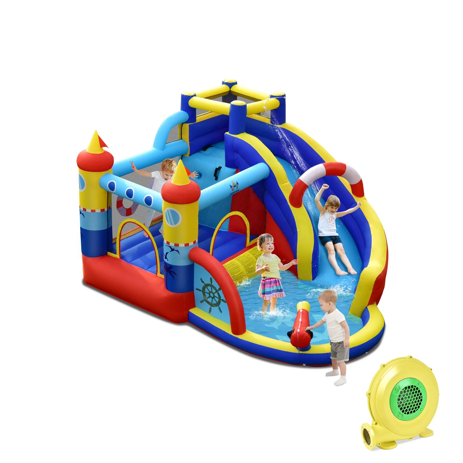 Inflatable Bounce Castle with Slide Climbing Wall and 450W Blower - Image 2