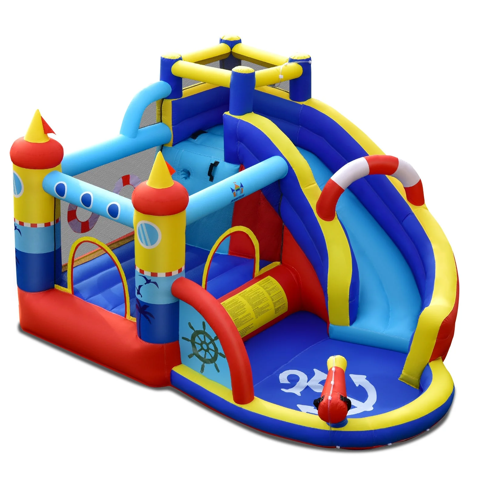 Inflatable Bounce Castle with Slide Climbing Wall and 450W Blower - Image 3