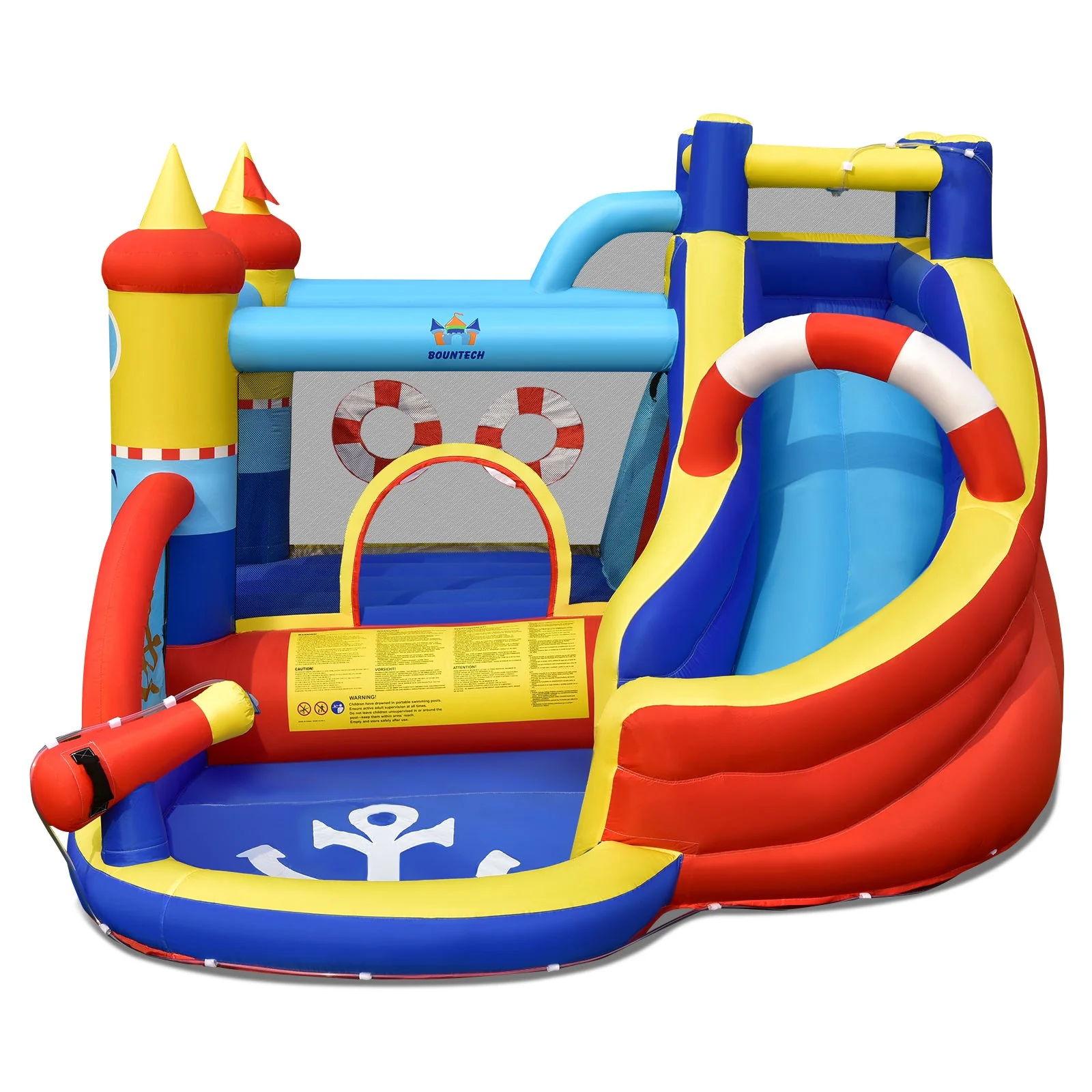 Inflatable Bounce Castle with Slide Climbing Wall and 450W Blower - Image 4