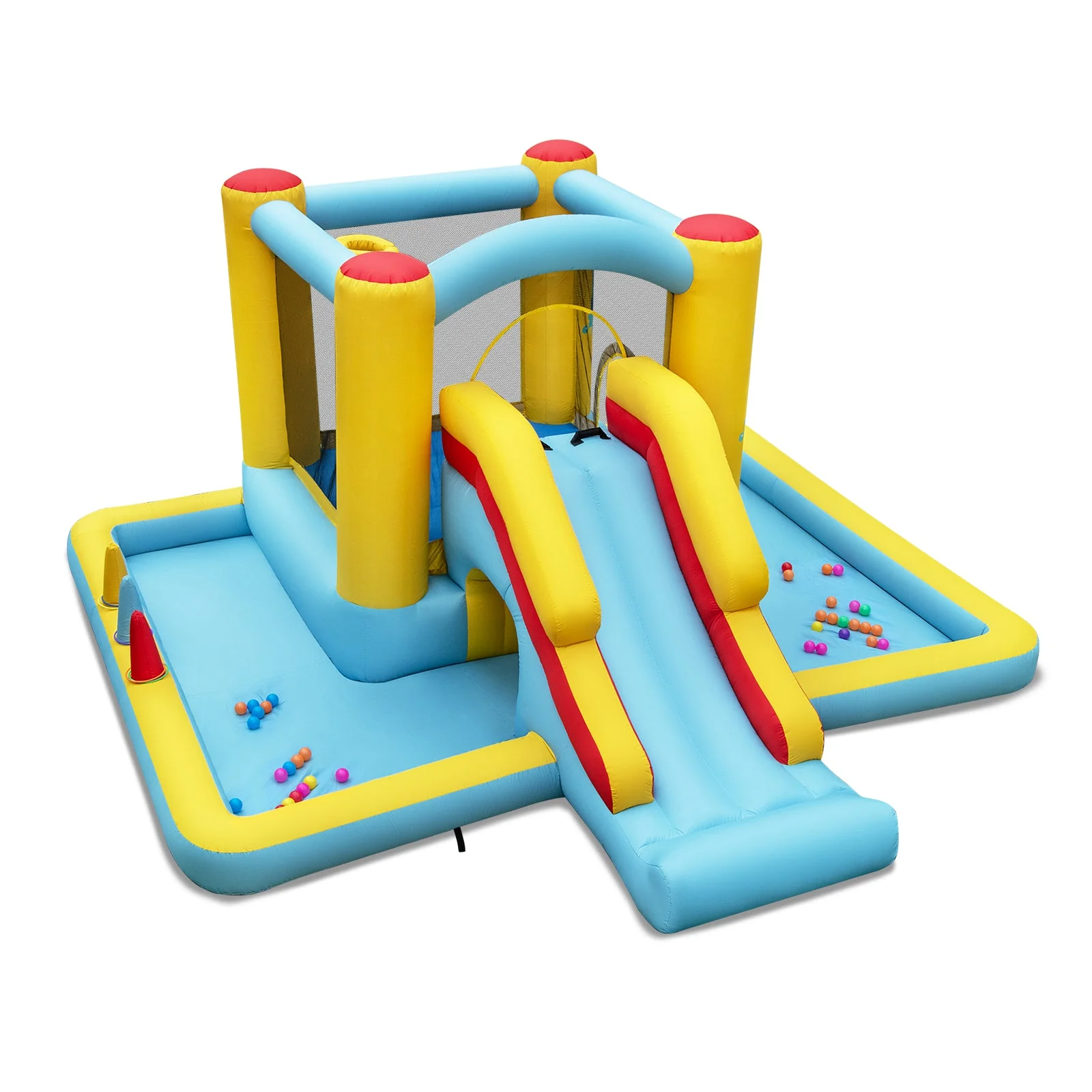 Inflatable Bounce House 7-in-1 Bouncy Castle with Slide and Tunnel without Blower - Image 2