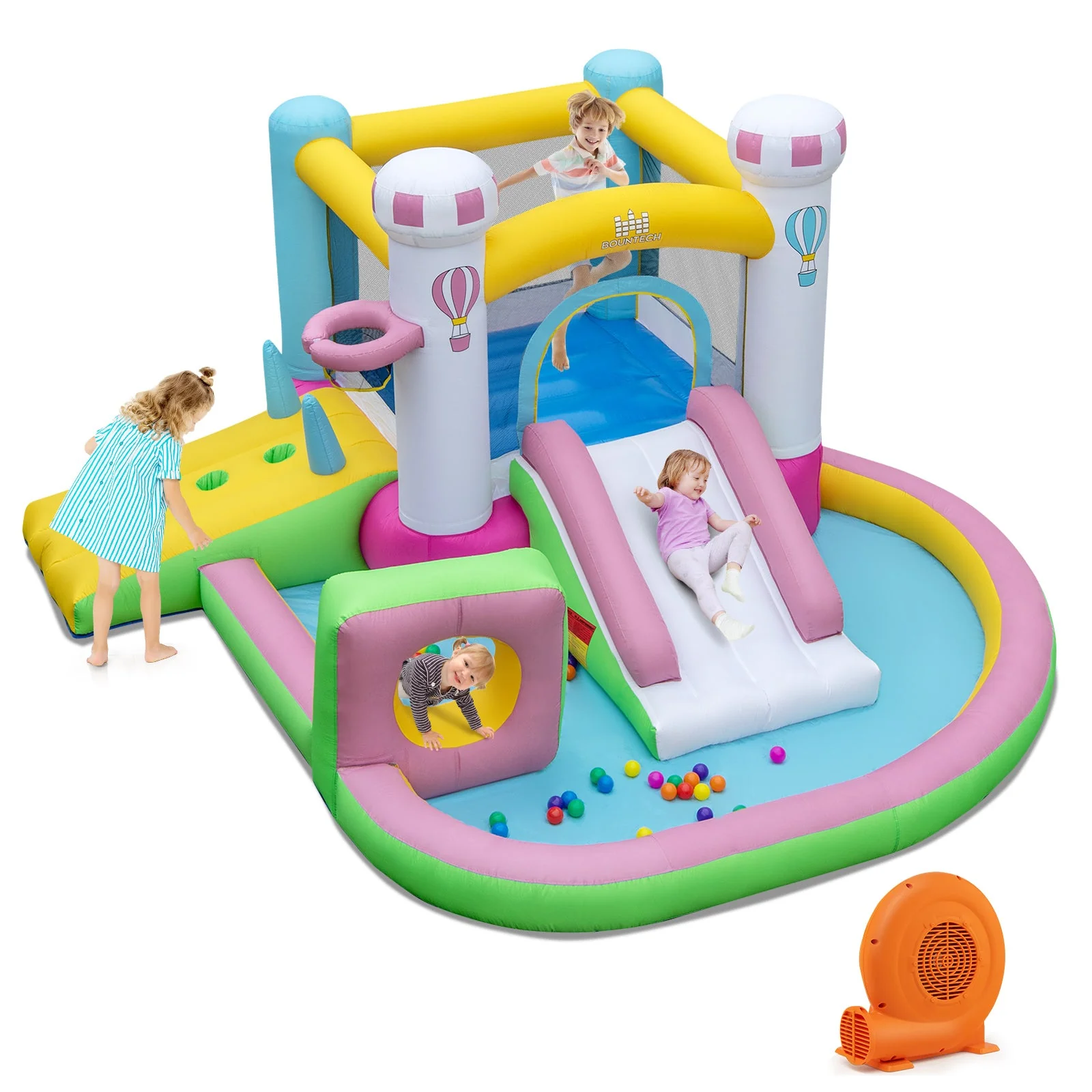 Inflatable Bounce House Bouncy Castle with Obstacle and Ball Pit with 520W Blower - Image 3