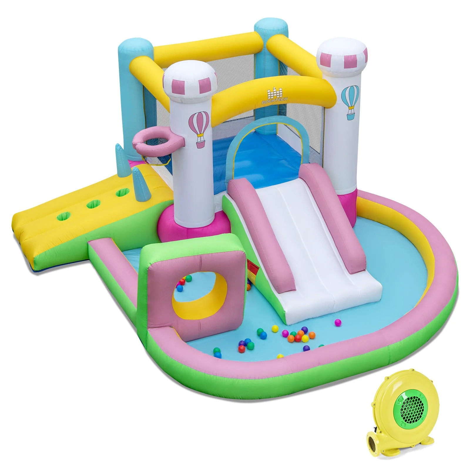 Inflatable Bounce House Bouncy Castle with Slide and Obstacle and Ball Pit with 480W Blower - Image 2