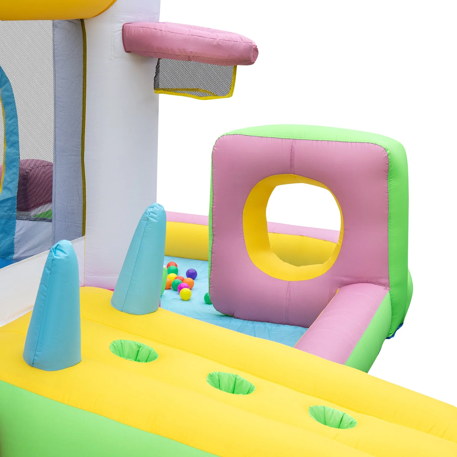 Inflatable Bounce House Bouncy Castle with Slide and Obstacle and Ball Pit with 480W Blower - Image 5
