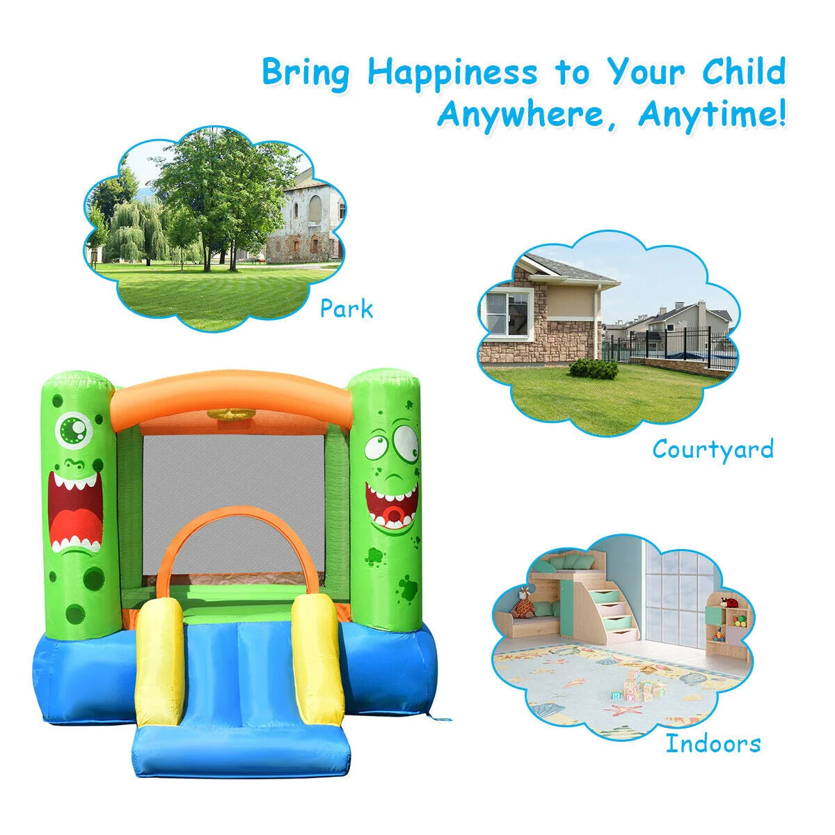 Inflatable Bounce House Jumper Castle Kid's Playhouse without Blower - Image 7
