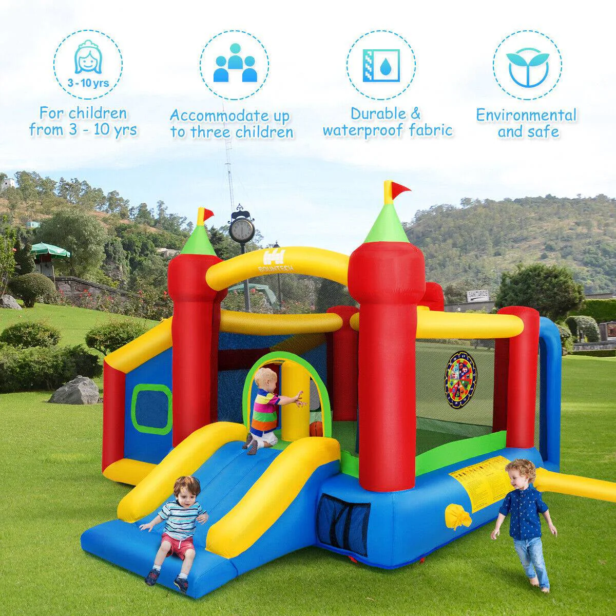 Inflatable Bounce House Kids Slide Jumping Castle without Blower - Image 2