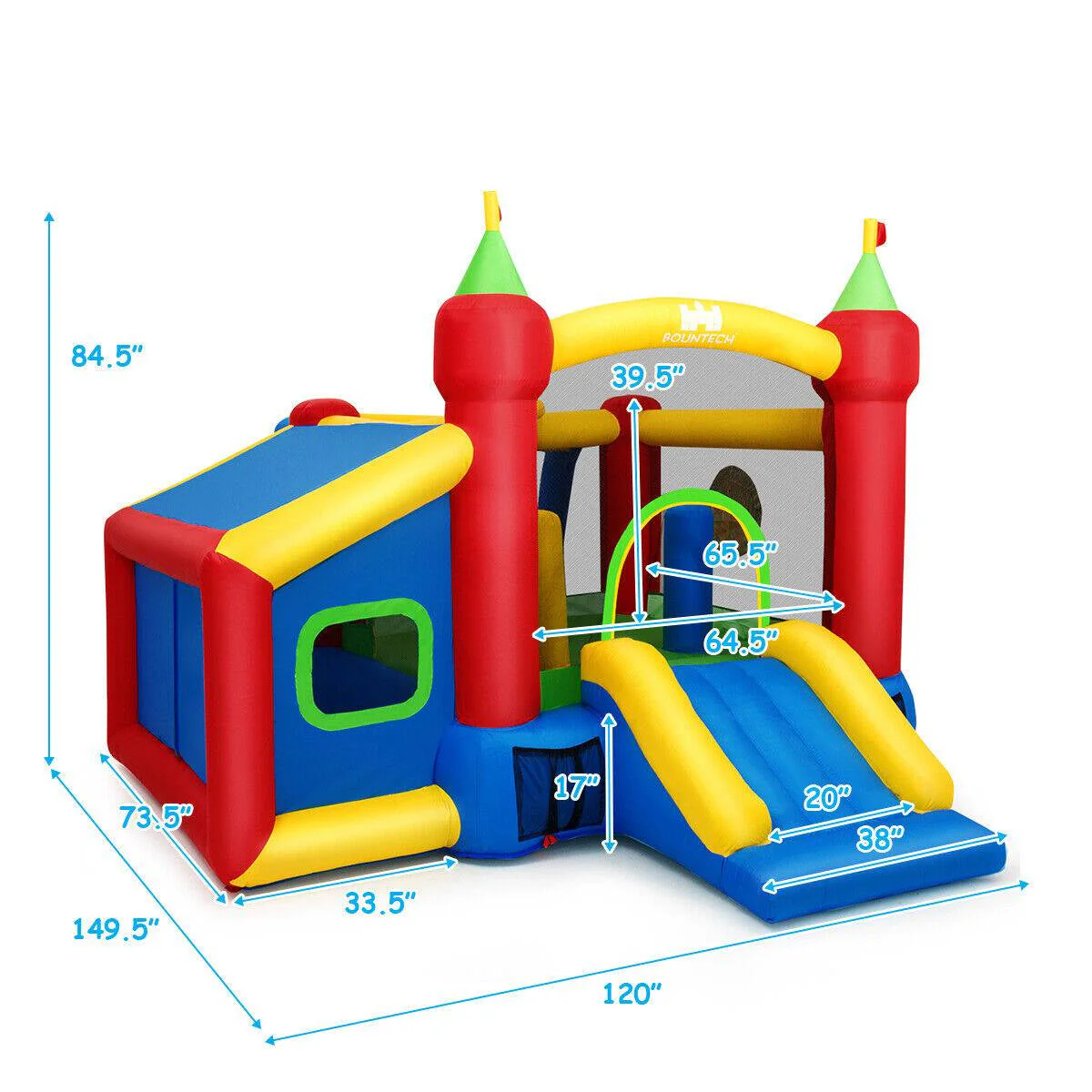 Inflatable Bounce House Kids Slide Jumping Castle without Blower - Image 3