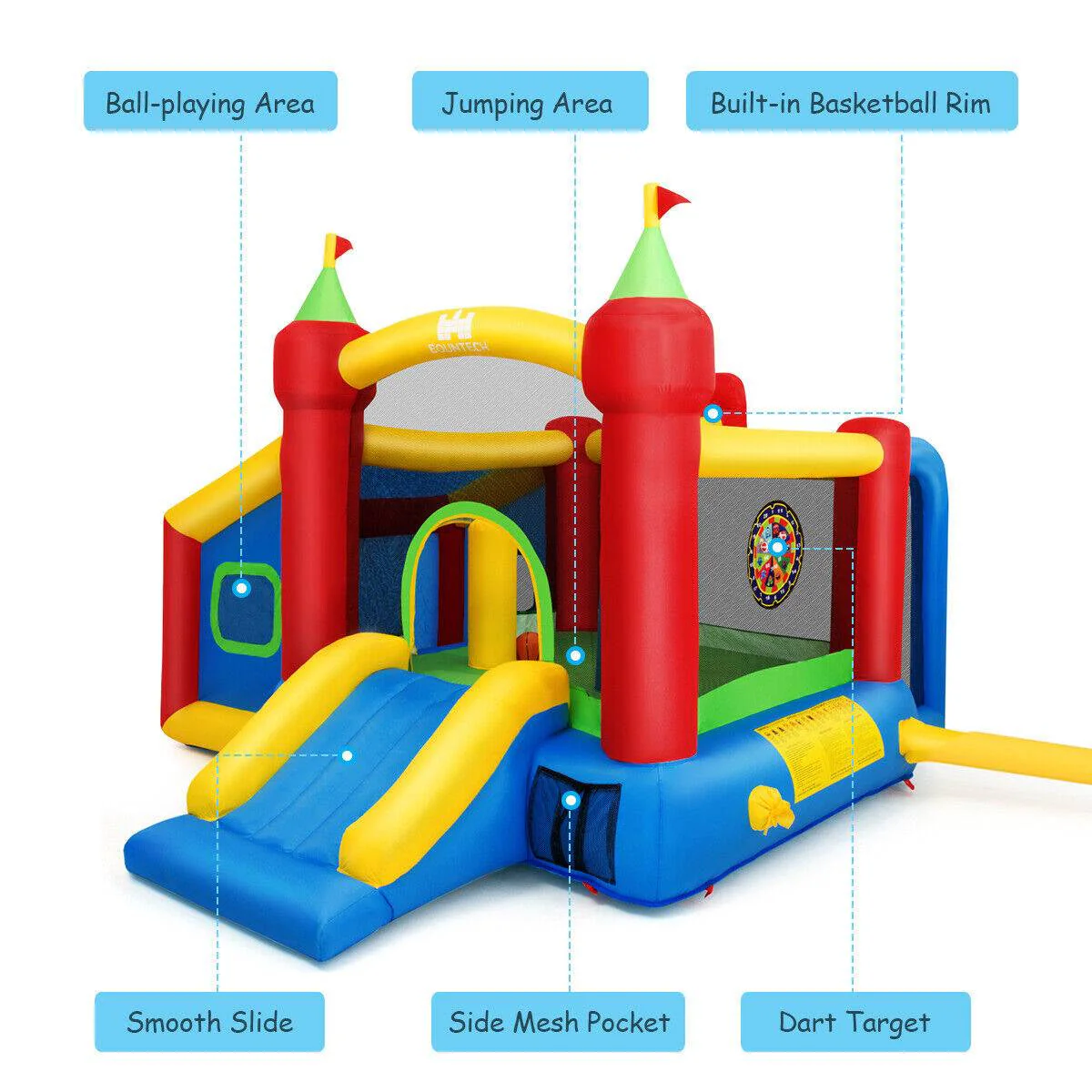Inflatable Bounce House Kids Slide Jumping Castle without Blower - Image 4