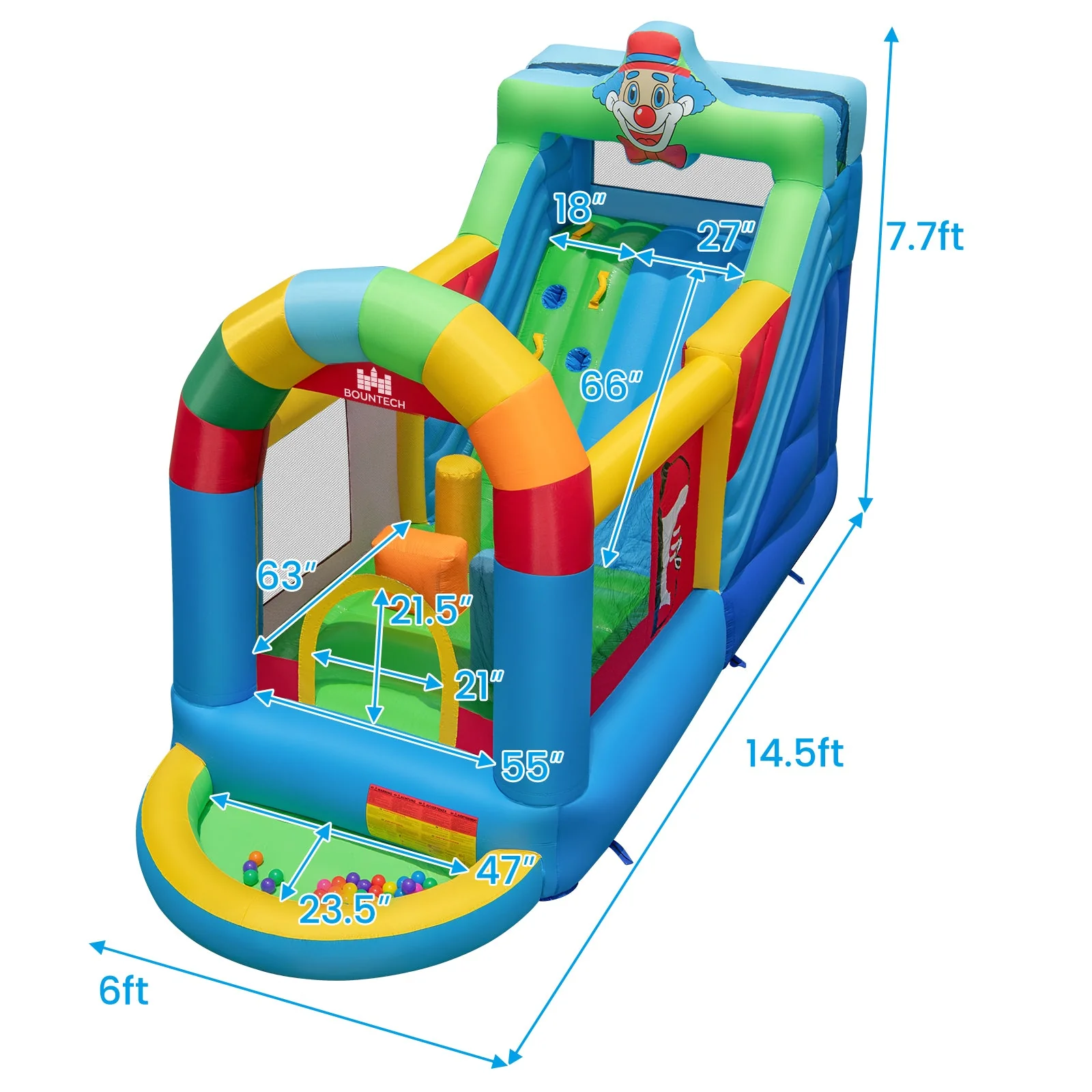Inflatable Bounce House Obstacle Course with Ball Pit and Silde with 735W Blower - Image 4