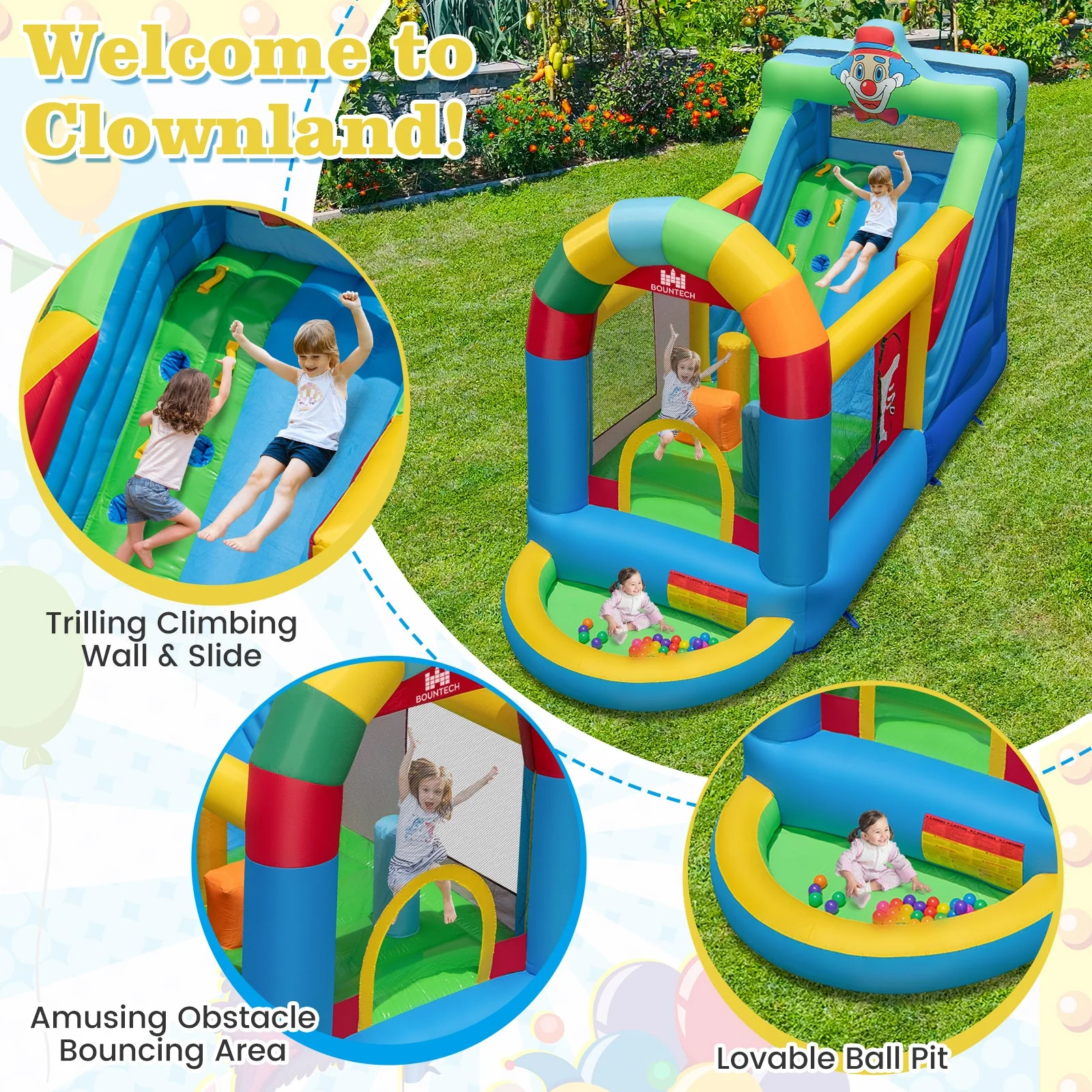 Inflatable Bounce House Obstacle Course with Ball Pit and Silde with 735W Blower - Image 8