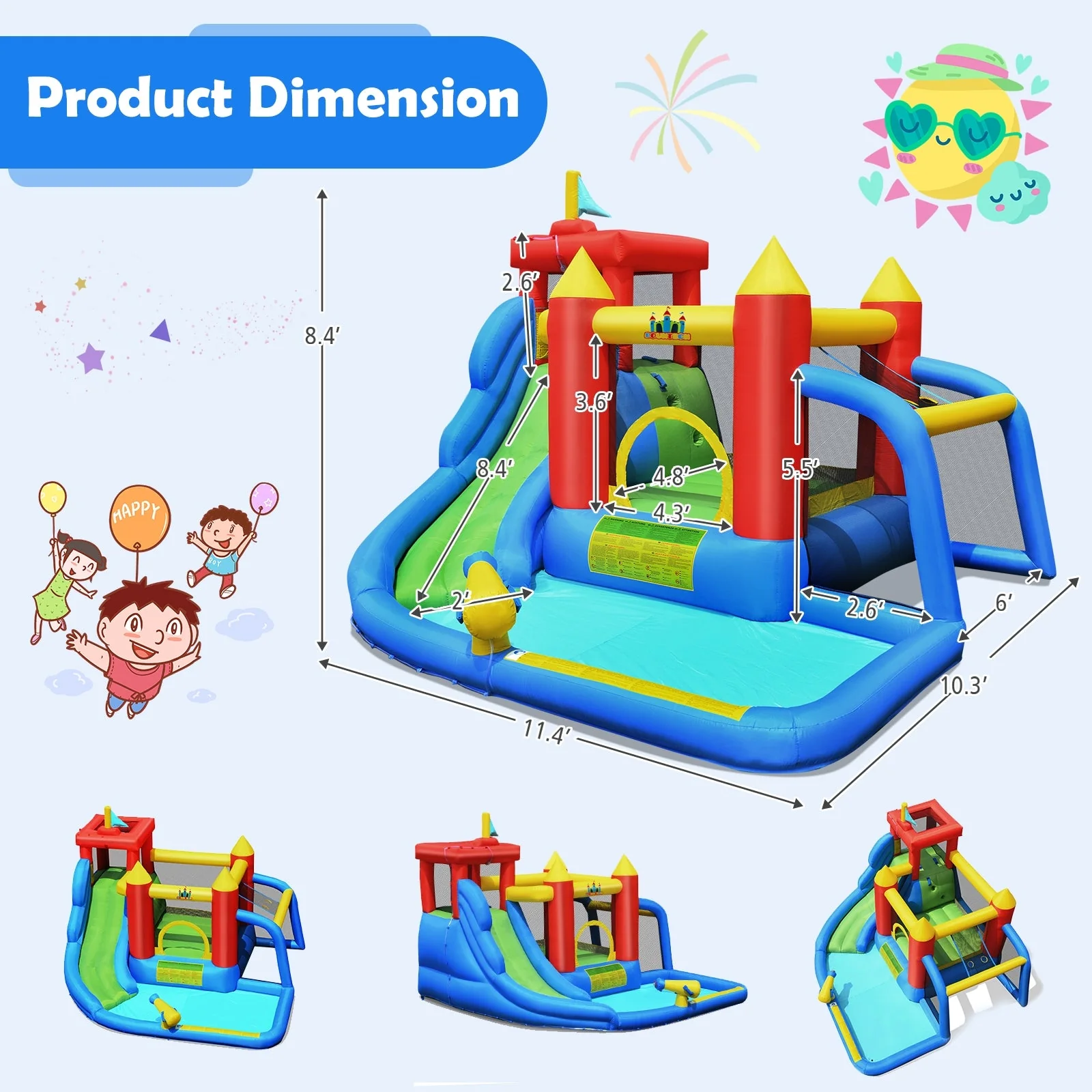 Inflatable Bounce House Splash Pool with Water Climb Slide Blower included - Image 4