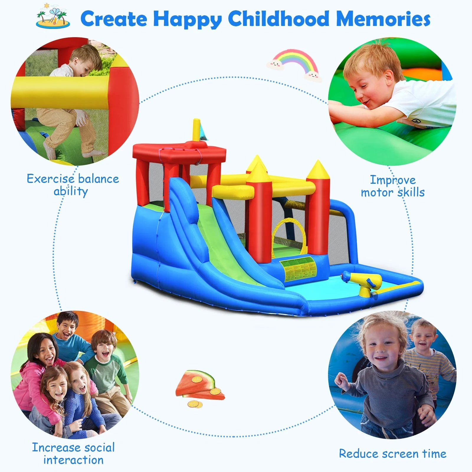 Inflatable Bounce House Splash Pool with Water Climb Slide Blower included - Image 7