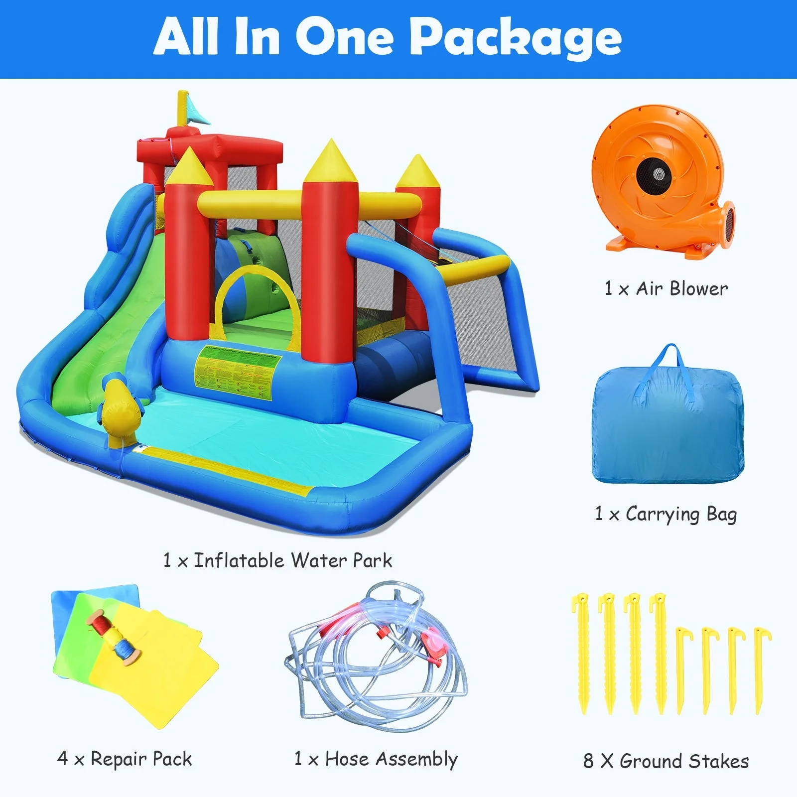 Inflatable Bounce House Splash Pool with Water Climb Slide Blower included - Image 8