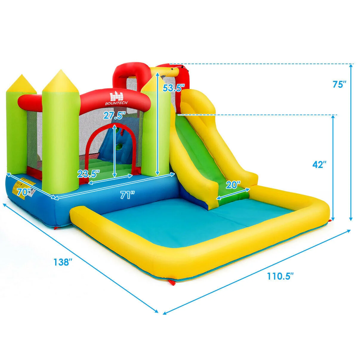 Inflatable Bounce House Water Slide Jump Bouncer without Blower - Image 5