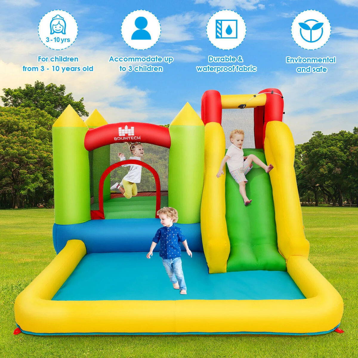 Inflatable Bounce House Water Slide Jump Bouncer without Blower - Image 7