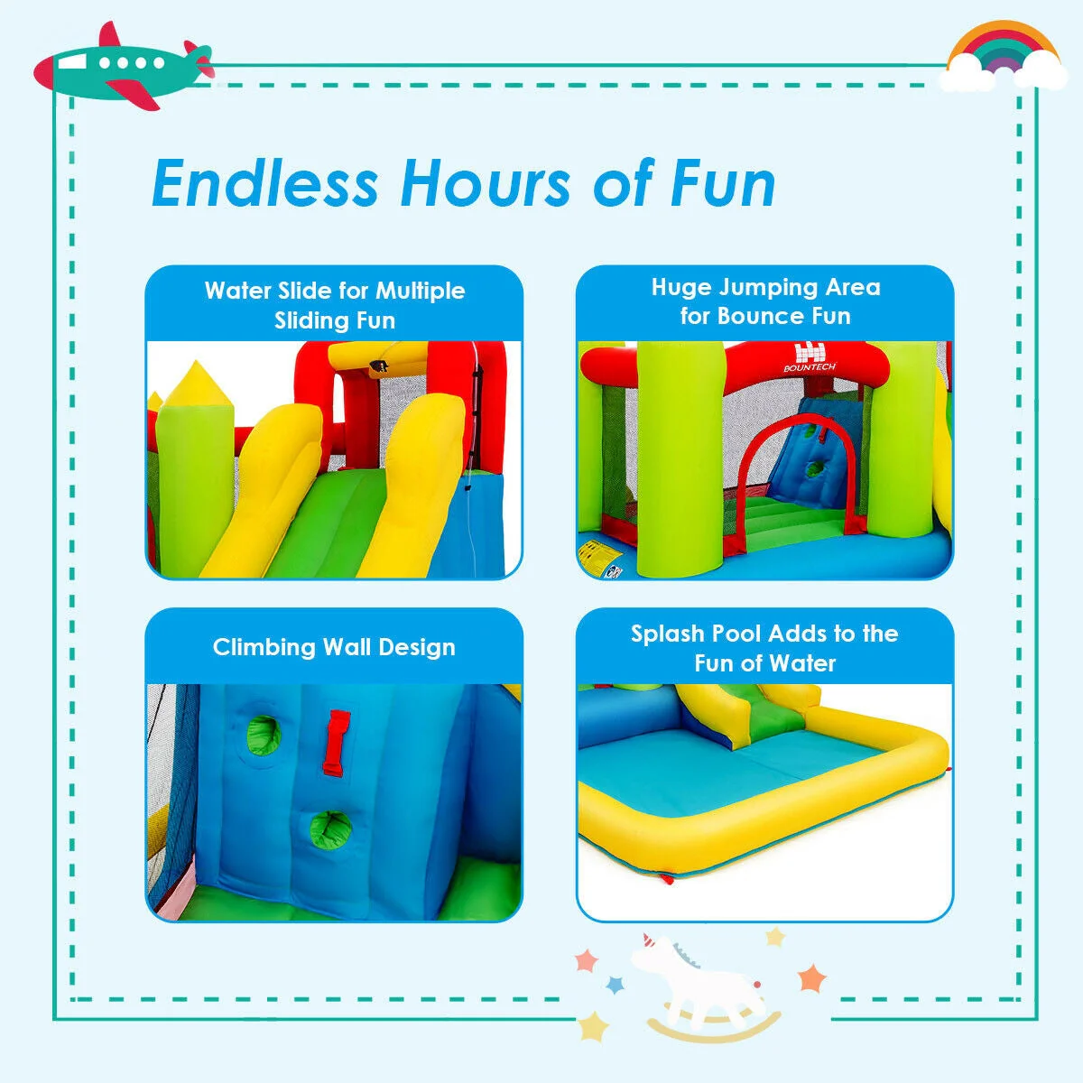 Inflatable Bounce House Water Slide Jump Bouncer without Blower - Image 8