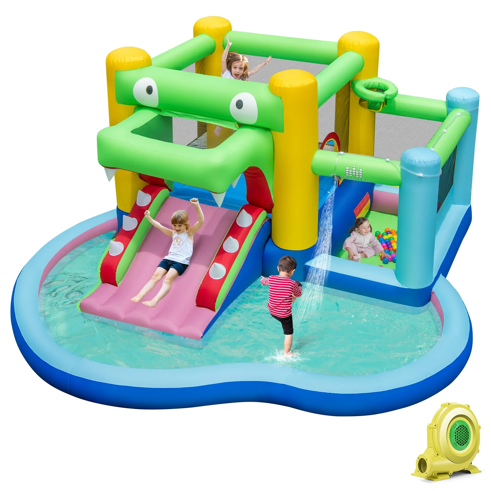 Inflatable Bounce House with Slide and Splash Pooland and 680W Blower - Image 3