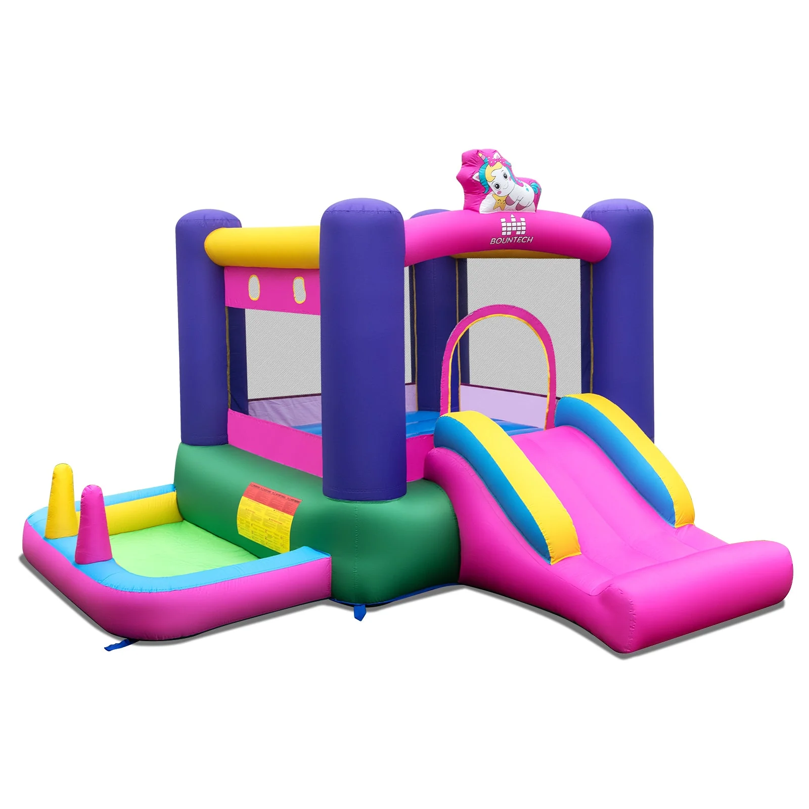 Inflatable Bounce House with Slide Splash Pool and Ring Tossing Games without Blower - Image 2