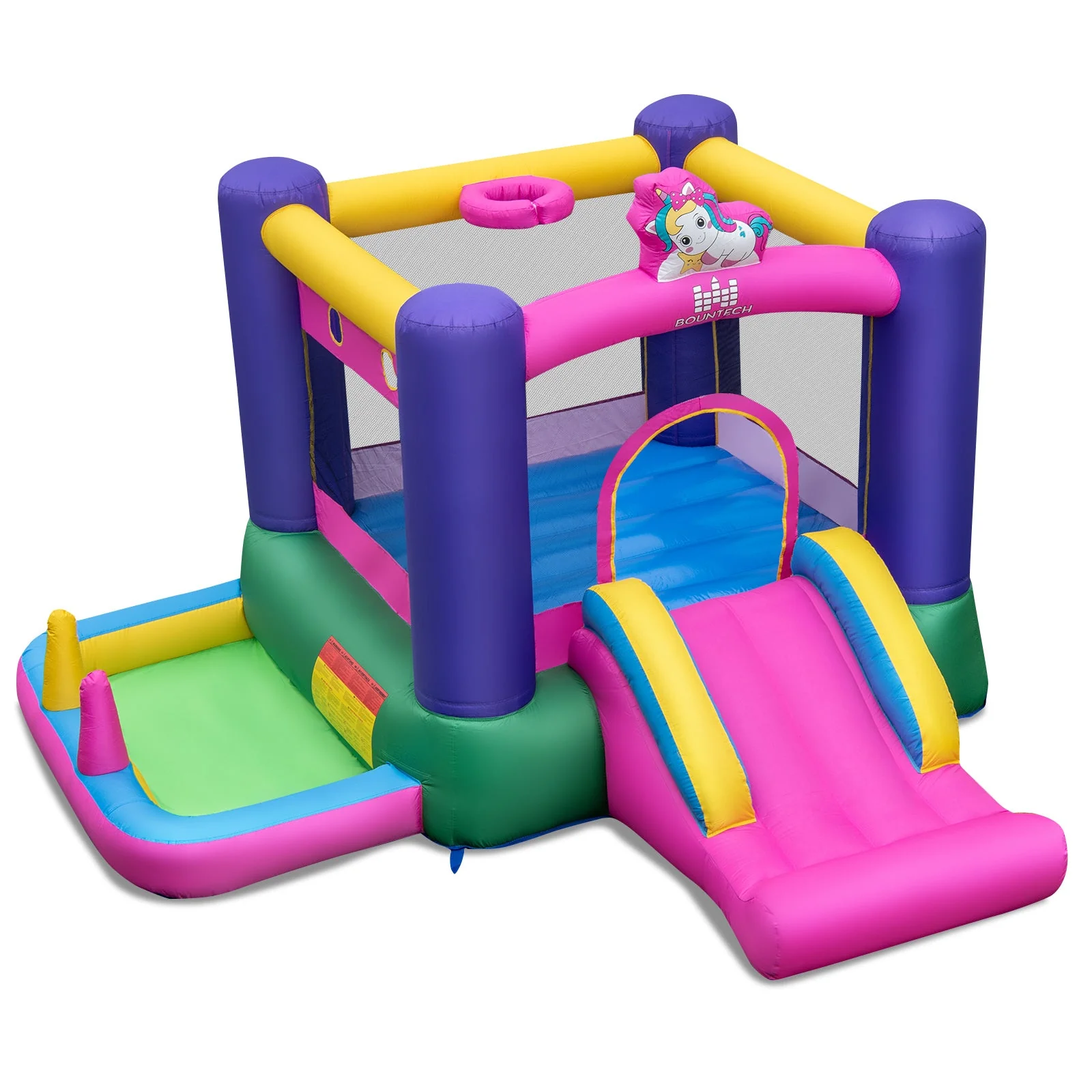 Inflatable Bounce House with Slide Splash Pool and Ring Tossing Games without Blower - Image 3