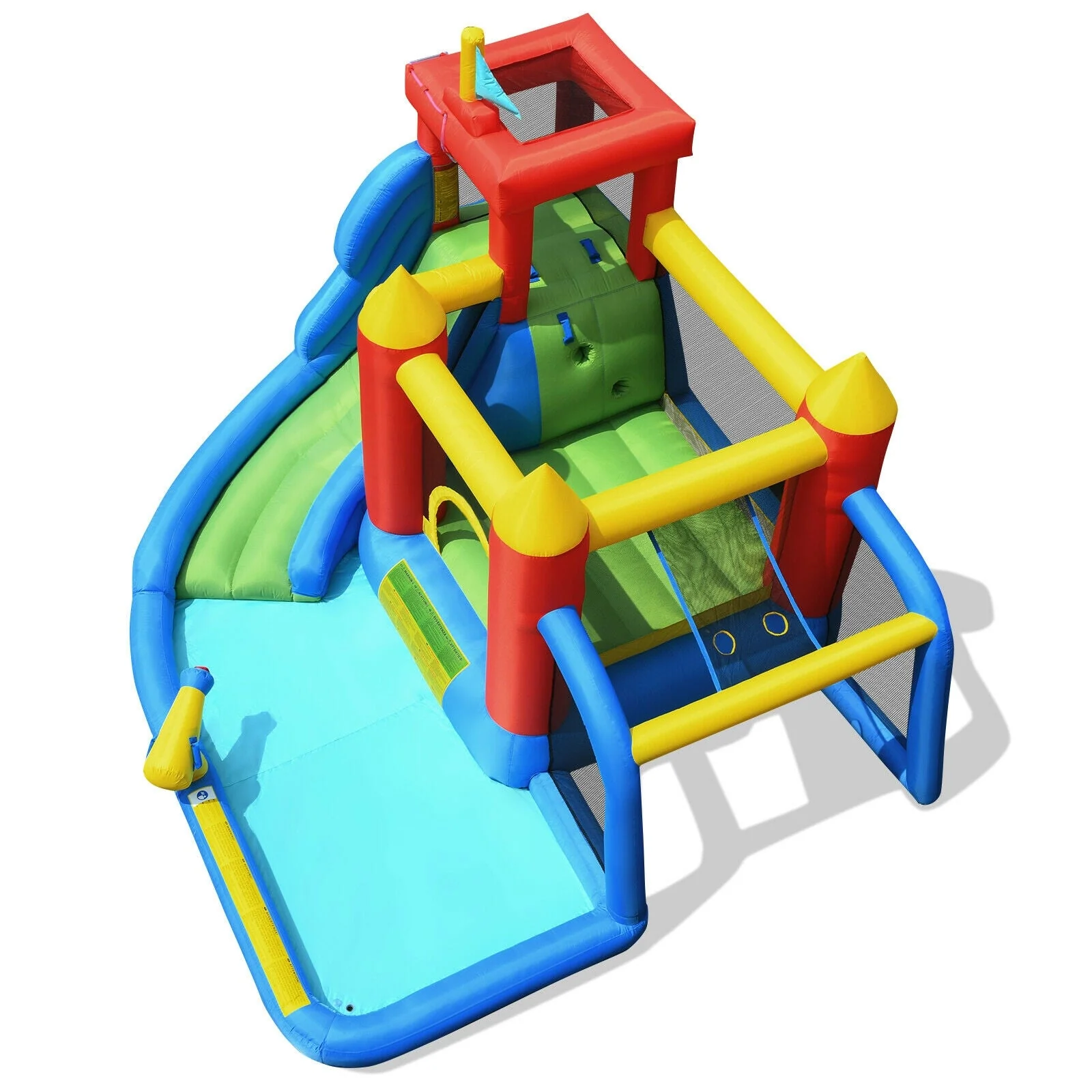 Inflatable Bouncer Bounce House with Water Slide Splash Pool without Blower - Image 3