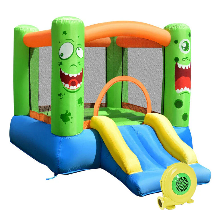 Inflatable Castle Bounce House Jumper Playhouse with Slider for Kids - Image 3