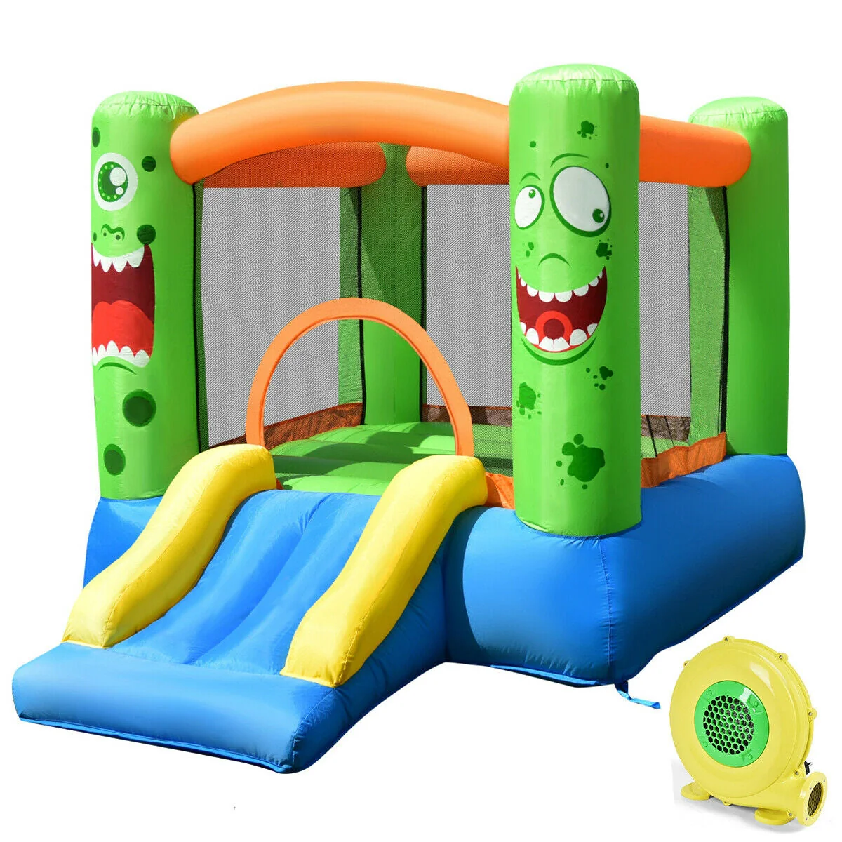 Inflatable Castle Bounce House Jumper Playhouse with Slider for Kids - Image 4