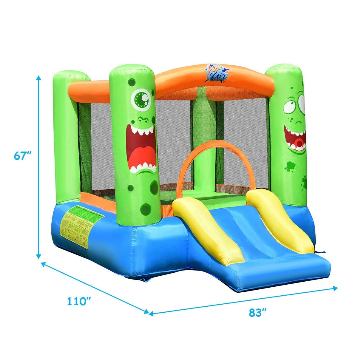 Inflatable Castle Bounce House Jumper Playhouse with Slider for Kids - Image 5