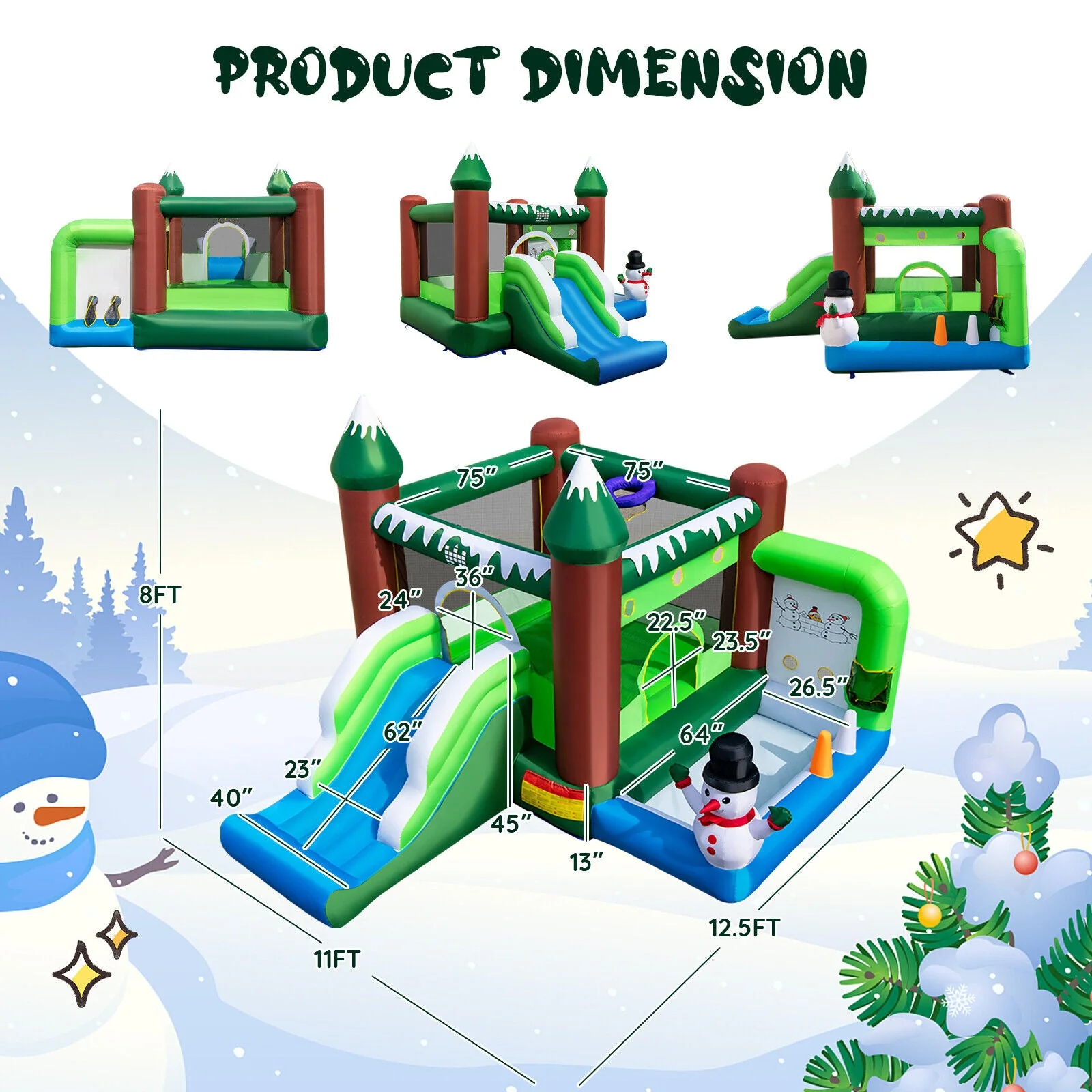 Inflatable Christmas Bouncy House with 735w Blower - Image 4