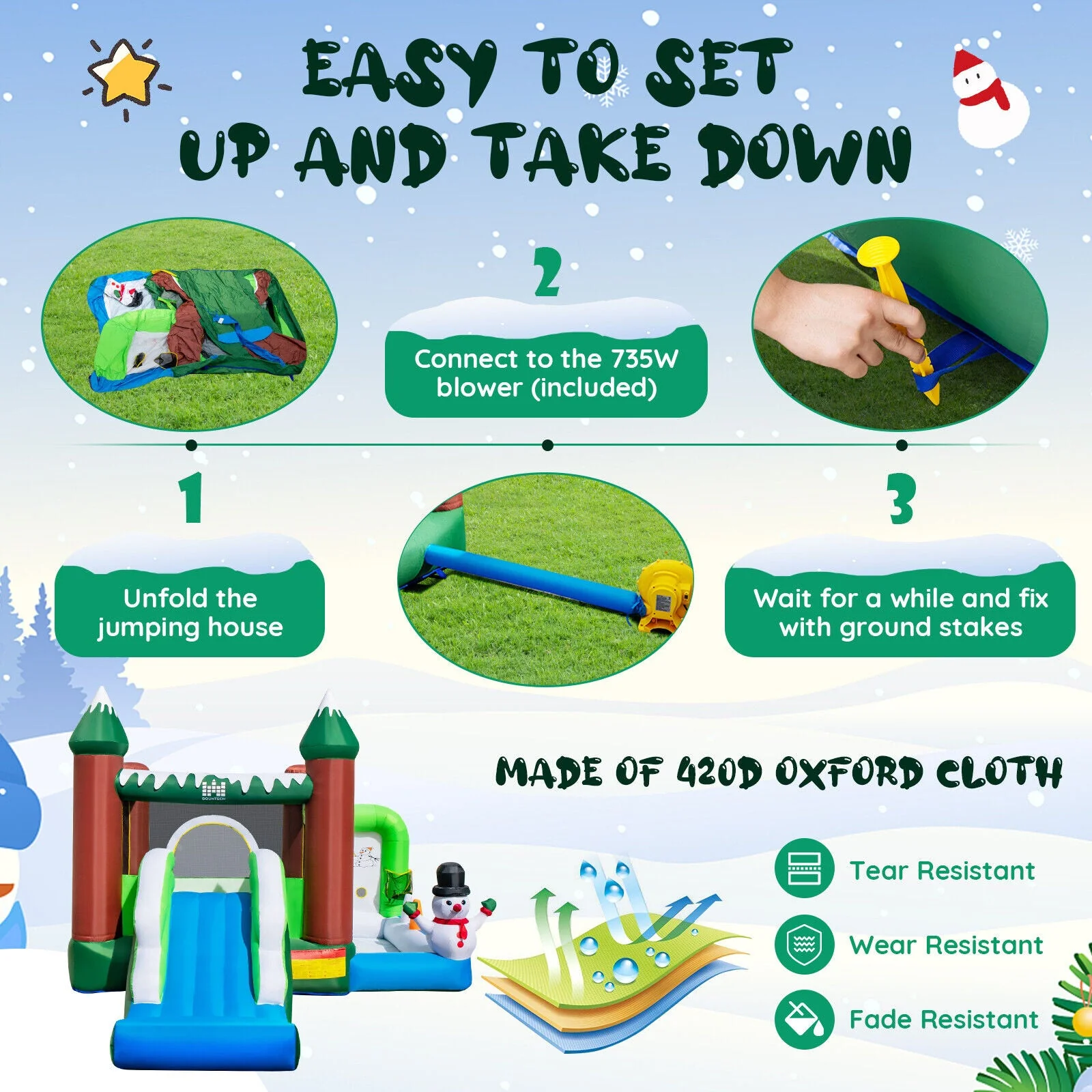 Inflatable Christmas Bouncy House with 735w Blower - Image 5