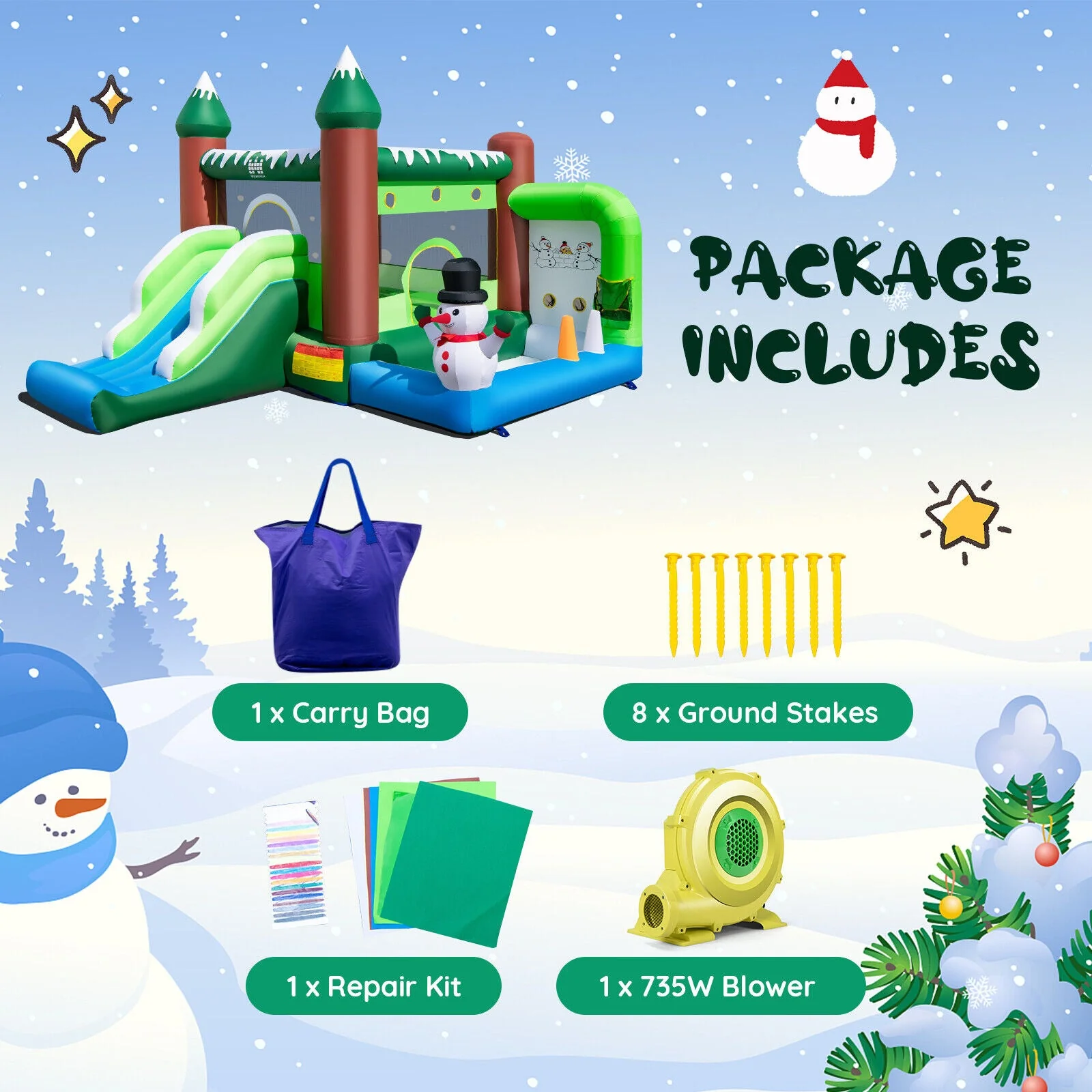 Inflatable Christmas Bouncy House with 735w Blower - Image 6